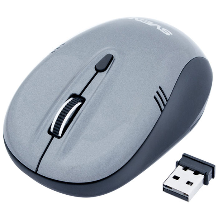 Sven RX-330 Wireless, Gray мышьSV-03200330W Sven RX-330 Wireless, Gray мышьSV-03200330WКомпания Sven представляет компьютерную мышь Sven RX-330 Wireless, упакованную в блистер с комфортным способом вскрытия. Прелесть такого решения состоит в том, что часть задника имеет перфорацию. Там же сделано отверстие, зацепив и потянув за которое, можно удалить пластик и достать устройство без лишних усилий.Верхняя часть корпуса манипулятора отделана глянцем, который нечувствителен к царапинам. В данном случае представительницы прекрасного пола, знакомые со столь популярной сегодня технологией лакового маникюра Shellac, могут найти тематическое пересечение и, таким образом, убедиться в устойчивости используемых материалов к царапинам и сколам. Компактный размер и беспроводной тип устройства рассчитан, прежде всего, на работу вкупе с ноутбуком. Вместе с тем эта мышь будет достойно смотреться и рядом со стационарным монитором на рабочем столе в офисе современной бизнес-леди. Симметричный корпус подойдет как для правшей, так и левшей. Эргономика корпуса, к тому же, обеспечивает удобное положение запястья и пальцев на протяжении всей работы.Технология Wireless значительно расширяет потенциал управления компьютером в прямом и переносном смысле. Пользователь не загромождает свое рабочее место дополнительными проводами, а также, в случае необходимости, может работать удаленно от монитора (до нескольких метров). Sven RX-330 Wireless оснащена кнопкой переключения оптического разрешения 1000/1600 dpi, которая позволяет подобрать оптимальный для пользователя режим работы мыши.