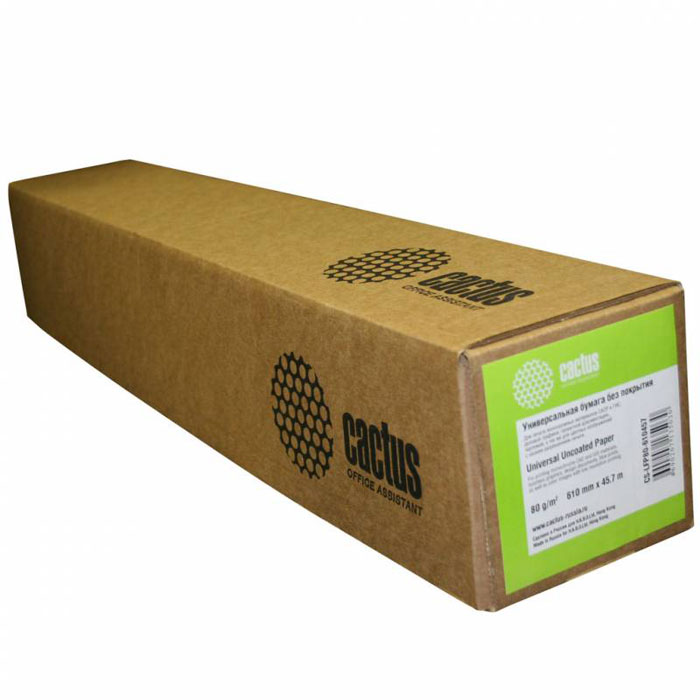 Cactus CS-LFP80-410457 универсальная бумага для плоттеровCS-LFP80-410457 Cactus CS-LFP80-410457 универсальная бумага для плоттеровCS-LFP80-410457Универсальная бумага CactusCS-LFP80-410457 без покрытия для плоттеров.Длина: 45,7 мШирина: 41 смВтулка: 50.8 мм (2)