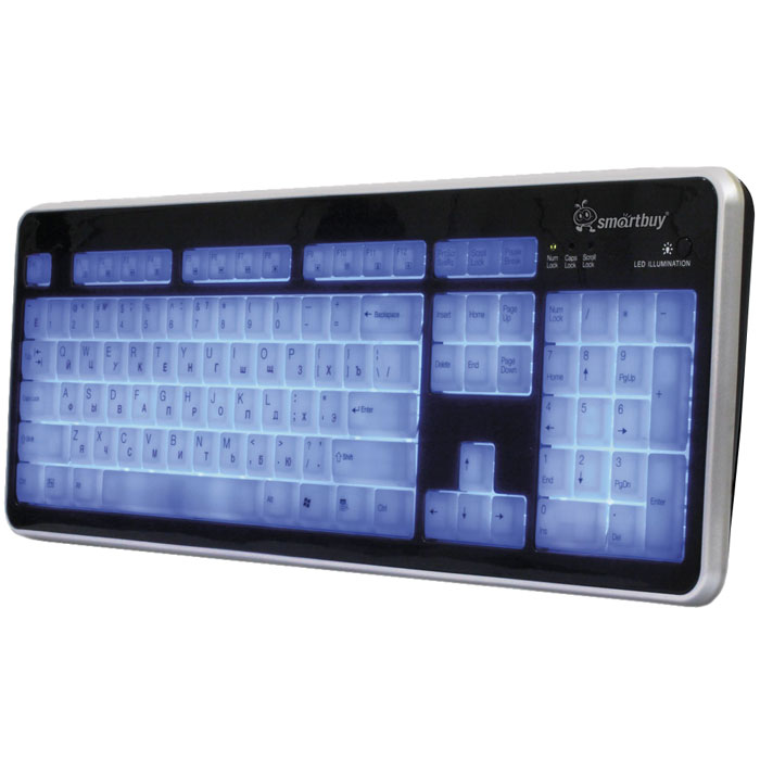 SmartBuy SBK-301 USB, Black White клавиатура мультимедийнаяSBK-301U-KW SmartBuy SBK-301 USB, Black White клавиатура мультимедийнаяSBK-301U-KWSmartBuy SBK-301 - стандартная практичная проводная клавиатура с подсветкой клавиш. Она будет удобна как для использования в играх, так и для набора текста. Мягкое нажатие клавиш обеспечивает комфортную работу в течение длительного времени. Устройство можно подключить как к персональному компьютеру, так и к ноутбуку. Благодаря подсветке клавиш SmartBuy SBK-301 удобно пользоваться даже ночью!