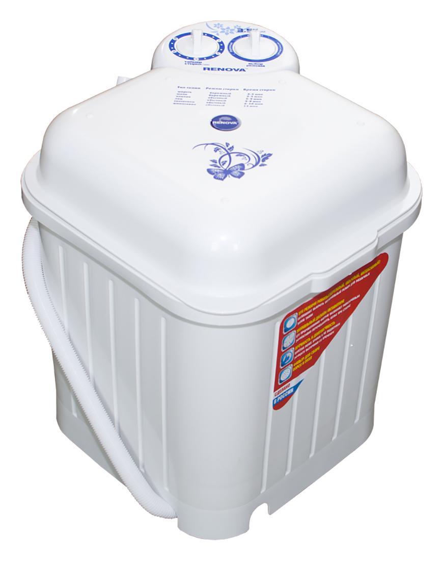 Renova WS-35E стиральная машина4650000914621 Renova WS-35E стиральная машина4650000914621Стиральная машина полуавтомат RENOVA WS-35E российского производства с вертикальной загрузкой имеет бак объемом 3.5 кг, а также механическое управление. Новый, более мощный двигатель, повышает эффективность стирки. Эксклюзивная форма активатора, направлено распределяет потоки воды, что улучшает качество стирки. Крышку можно использовать как тазик (емкость 9л).