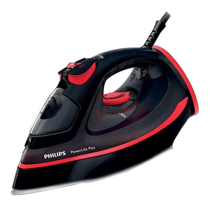 Philips GC2988/80 PowerLife Plus, Red Black утюгGC2988/80 Philips GC2988/80 PowerLife Plus, Red Black утюгGC2988/80Паровой утюг Philips PowerLife Plus обеспечивает великолепные результаты глажения день за днем — превосходные характеристики благодаря новой подошве SteamGlide, постоянной мощной подаче пара, удобной функции очистки от накипи для оптимальной подачи пара надолго и подставке для дополнительной устойчивости в вертикальном положении.Подошва SteamGlide — идеальная подошва от Philips для вашего парового утюга. Идеально скользящая, легкоочищаемая поверхность, устойчивая к появлению царапин.Этот паровой утюг Philips оснащен системой капля-стоп, поэтому вы сможете гладить даже деликатные ткани при низкой температуре, не беспокоясь о появлении пятен воды на одежде.Ползунок очистки от накипи упрощает удаление накипи из утюга. Для максимальной эффективности работы утюга Philips необходимо проводить очистку от накипи 1 раз в месяц.Прибор автоматически выключается, если оставлен без присмотра. Если прибор оставлен в вертикальном положении, отключение произойдет через 8 минут. Если прибор лежит на боку или стоит на подошве, отключение произойдет всего через 30 секунд.Утюг снабжен специальной широкой подставкой для дополнительной устойчивости прибора в вертикальном положении.