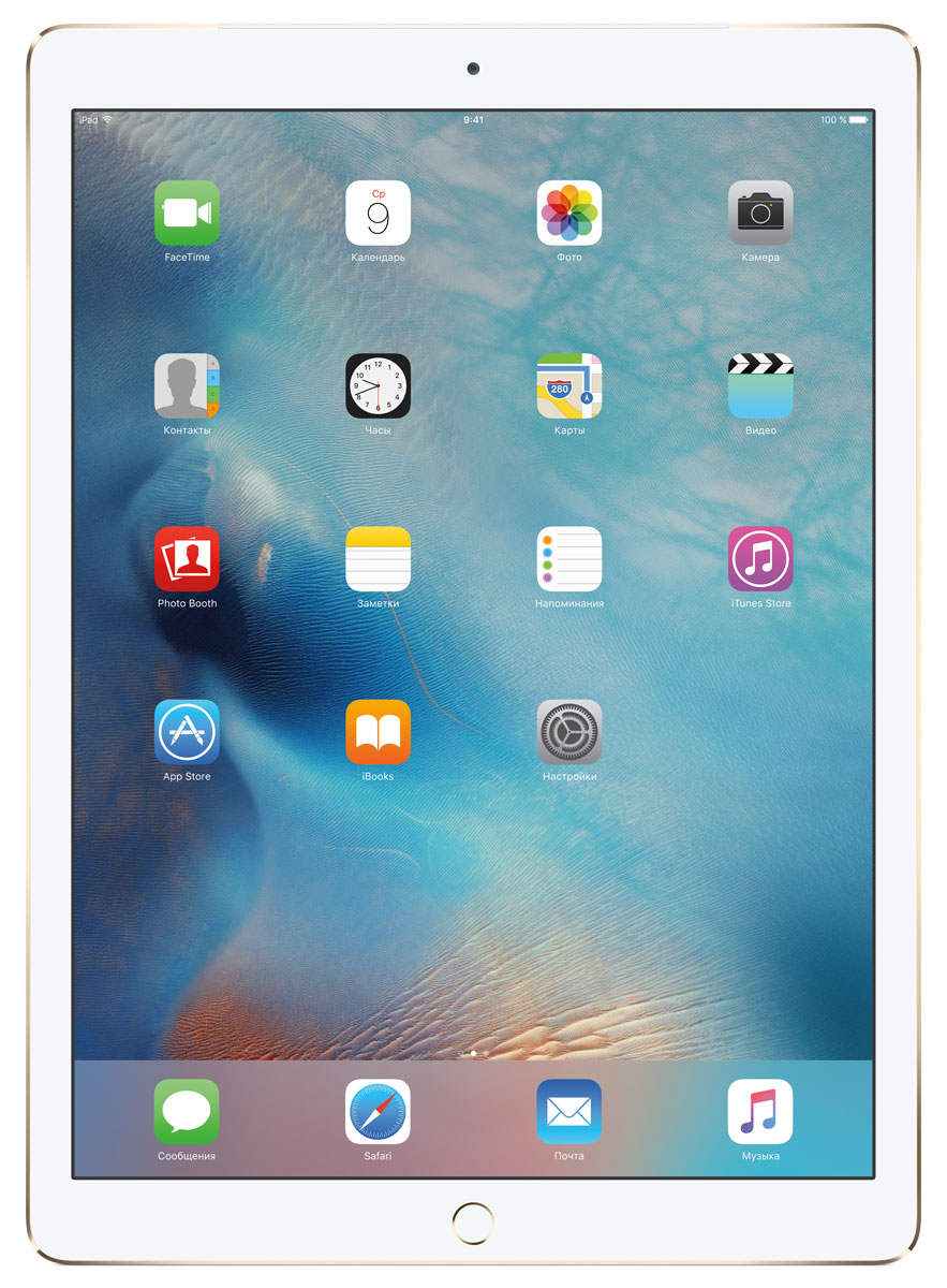Apple iPad Pro Wi-Fi + Cellular 128GB, GoldML2K2RU/A Apple iPad Pro Wi-Fi + Cellular 128GB, GoldML2K2RU/AС Apple iPad Pro мир ваших увлечений станет ещё обширнее. Он оснащён потрясающим 12,9-дюймовым дисплеем Retina и улучшенной технологией Multi-Touch, а его производительность почти в два раза превосходит iPad Air 2. Новый iPad Pro не просто больше — с ним вы получите возможность работать и творить в совершенно иных масштабах.Дисплей Retina с диагональю 12,9 на iPad Pro — самый совершенный из всех. Он на 78% больше, чем у iPad Air 2, а под его стеклом уместились обновлённая подсистема Multi-Touch и самое высокое разрешение среди всех устройств iOS — 5,6 миллиона пикселей. Его потрясающая чёткость и впечатляющие цвета, включая насыщенный чёрный, делают любое занятие, от обработки фотографий до игр со сложной графикой, невероятно увлекательным.В корпус данной модели встроено четыре передовых динамика, которые обеспечивают живой и объёмный звук. И впервые отсеки для них вырезаны прямо в корпусе unibody. Благодаря новой архитектуре динамики получили на 61% больше места, что расширило диапазон частот и втрое повысило их мощность по сравнению с предыдущими моделями iPad.Динамики в iPad Pro — это не только качественный звук, но и умная технология. Все они воспроизводят звук низких частот, а верхние — ещё и высоких. Кроме того, динамики автоматически распознают вертикальное или горизонтальное положение устройства. Как ни крути, iPad Pro всегда гарантирует живое и сбалансированное звучание.Smart Connector — новый элемент интерфейса, который использует проводящий материал Smart Keyboard для передачи сигнала в обоих направлениях. Он обеспечивает питание клавиатуры Smart Keyboard (продается отдельно) от iPad Pro и передаёт импульс от клавиш обратно на iPad Pro. Пользоваться разъёмом Smart Connector проще простого. Вставьте iPad Pro в Smart Keyboard — так же, как в чехол Smart Cover — и начинайте работать.Производительность процессора A9X в 1,8 раза выше, чем у iPad Air 2, а скорость его работы и отклика просто поражает. iPad Pro реагирует на ваши жесты как никогда быстро. Поэтому работа даже над такими сложными задачами, как создание и рендеринг 3D-моделей или монтаж нескольких потоков видео 4K, идёт быстро и плавно.Планшет оснащён модернизированным системным контроллером, производительность которого сравнима с некоторыми настольными компьютерами. А значит, скорость чтения и письма становится ещё выше — даже очень большие файлы открываются мгновенно. Например, только что смонтированный фильм 4K или все снимки формата RAW, импортированные с HD-камеры.Разрешение экрана: 2732x2048 пикселей, 264 пикселя/дюймПланшет сертифицирован EAC и имеет русифицированный интерфейс, меню и Руководство пользователя.