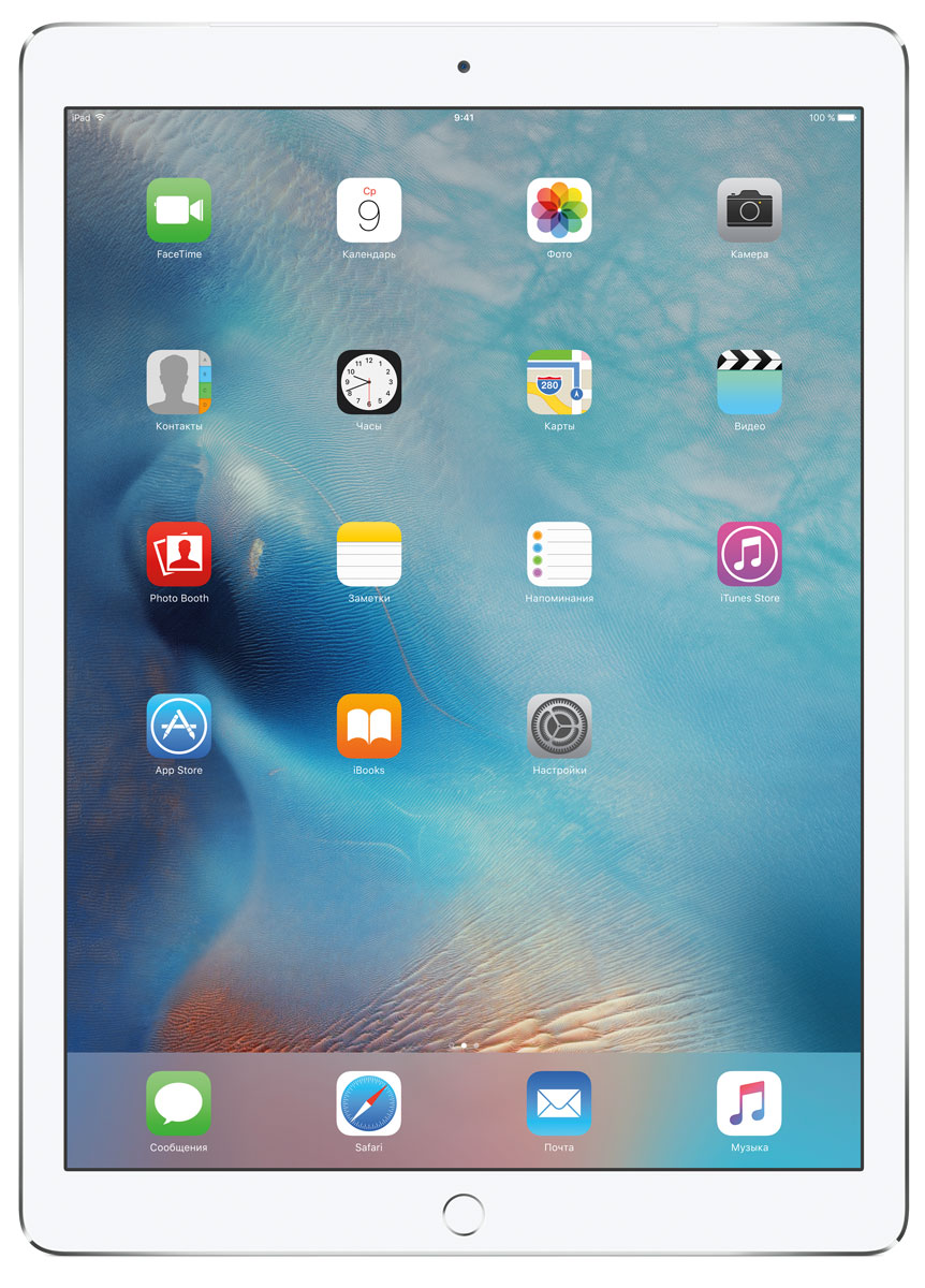 Apple iPad Pro Wi-Fi + Cellular 128GB, SilverML2J2RU/A Apple iPad Pro Wi-Fi + Cellular 128GB, SilverML2J2RU/AС Apple iPad Pro мир ваших увлечений станет ещё обширнее. Он оснащён потрясающим 12,9-дюймовым дисплеем Retina и улучшенной технологией Multi-Touch, а его производительность почти в два раза превосходит iPad Air 2. Новый iPad Pro не просто больше - с ним вы получите возможность работать и творить в совершенно иных масштабах.Дисплей Retina с диагональю 12,9 на iPad Pro - самый совершенный из всех. Он на 78% больше, чем у iPad Air 2, а под его стеклом уместились обновлённая подсистема Multi-Touch и самое высокое разрешение среди всех устройств iOS - 5,6 миллиона пикселей. Его потрясающая чёткость и впечатляющие цвета, включая насыщенный чёрный, делают любое занятие, от обработки фотографий до игр со сложной графикой, невероятно увлекательным.В корпус данной модели встроено четыре передовых динамика, которые обеспечивают живой и объёмный звук. И впервые отсеки для них вырезаны прямо в корпусе unibody. Благодаря новой архитектуре динамики получили на 61% больше места, что расширило диапазон частот и втрое повысило их мощность по сравнению с предыдущими моделями iPad.Динамики в iPad Pro - это не только качественный звук, но и умная технология. Все они воспроизводят звук низких частот, а верхние - ещё и высоких. Кроме того, динамики автоматически распознают вертикальное или горизонтальное положение устройства. Как ни крути, iPad Pro всегда гарантирует живое и сбалансированное звучание.Smart Connector - новый элемент интерфейса, который использует проводящий материал Smart Keyboard для передачи сигнала в обоих направлениях. Он обеспечивает питание клавиатуры Smart Keyboard (продается отдельно) от iPad Pro и передаёт импульс от клавиш обратно на iPad Pro. Пользоваться разъёмом Smart Connector проще простого. Вставьте iPad Pro в Smart Keyboard - так же, как в чехол Smart Cover - и начинайте работать.Производительность процессора A9X в 1,8 раза выше, чем у iPad Air 2, а скорость его работы и отклика просто поражает. iPad Pro реагирует на ваши жесты как никогда быстро. Поэтому работа даже над такими сложными задачами, как создание и рендеринг 3D-моделей или монтаж нескольких потоков видео 4K, идёт быстро и плавно.Планшет оснащён модернизированным системным контроллером, производительность которого сравнима с некоторыми настольными компьютерами. А значит, скорость чтения и письма становится ещё выше - даже очень большие файлы открываются мгновенно. Например, только что смонтированный фильм 4K или все снимки формата RAW, импортированные с HD-камеры.Планшет сертифицирован EAC и имеет русифицированный интерфейс, меню и Руководство пользователя.