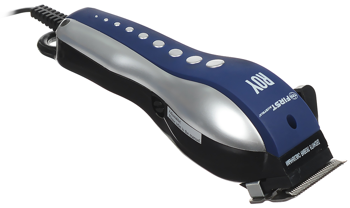 First FA-5679-1, Blue Silver набор для стрижкиFA-5679-1Dark blue/silver First FA-5679-1, Blue Silver набор для стрижкиFA-5679-1Dark blue/silverFirst FA-5679-1 - надежная и недорогая машинка для стрижки с мощным двигателем и лезвиями из нержавеющей стали. Для разной длины волос предусмотрены 4 насадки. Эргономичная форма корпуса, петля для подвешивания и комплект аксессуаров обеспечат ощутимый комфорт при использовании машинки.