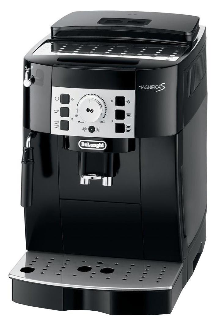 DeLonghi Magnifica ECAM 22.110.B кофемашинаECAM 22 110 B DeLonghi Magnifica ECAM 22.110.B кофемашинаECAM 22 110 BКомпактная автоматическая кофемашина DeLonghi Magnifica S ECAM 22.110 выполнена в элегантном корпусе. Она оснащена множеством удобных автоматических функций, включая автоматическое выключение, удаление накипи и самоочистка.Данная модель позволяет простым нажатием кнопки и поворотом рукоятки приготовить ваш любимый кофе. Кофемашина имеет традиционный ручной капучинатор, с помощью которого вы можете сделать пышную молочную пену для капучино, а также подставку для чашек с подогревом и фильтр очистки воды.Новая панель управленияПозволяет приготовить любой тип кофе простым нажатием кнопки. Простое вращение ручки позволяет увеличить или уменьшить крепость кофе. Нажатием кнопки можно выбрать маленькую или большую порцию.Прибор оснащен контейнером для зерен с крышкой, сохраняющий аромат.Система капучино из нержавеющей стали: смешивает пар, воздух и молоко, позволяя приготовить пышную молочную пену.Съемный компактный блок приготовления вместимостью от 6 до 14 гДолговечная кофемолка с регулировкой до 13 степеней помолаПрограммируемое количество кофе на порциюПрограммируемое количество воды на порциюПредварительное смачиваниеВозможность установки кофейных чашек высотой от 86 до 142 ммКонтейнер для кофе, сохраняющий ароматКонтейнер для жмыха на 14 порций с индикацией наполненностиФильтр для водыОбъем контейнера для зерен: 250 гСъемный поддон для капель с индикатором уровня водыФункция энергосбереженияРежим ожиданияБыстрое приготовление капучино
