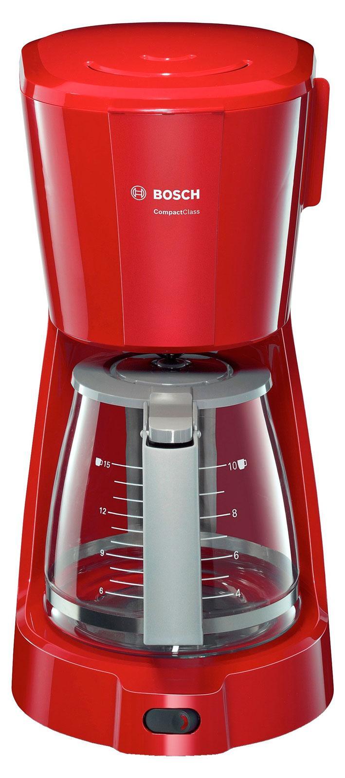 Bosch TKA 3A034 Compact Class, Red кофеваркаTKA3A034 Bosch TKA 3A034 Compact Class, Red кофеваркаTKA3A034Для любителей кофе важным является объем чаши, который составляет 1,25 л, чего более чем достаточно для среднестатистической семьи. Устройство оборудовано отделением для хранения шнура электропитания, что поддерживает его удобное хранение. С помощью регулятора уровня воды будет легче определить объем приготавливаемого напитка. Противокапельная система предотвратит попадание капель на корпус кофеварки. Сменные фильтры легко меняются, и их можно приобрести в любом магазине бытовой техники. Отличная мощность делает приготовление быстрым.