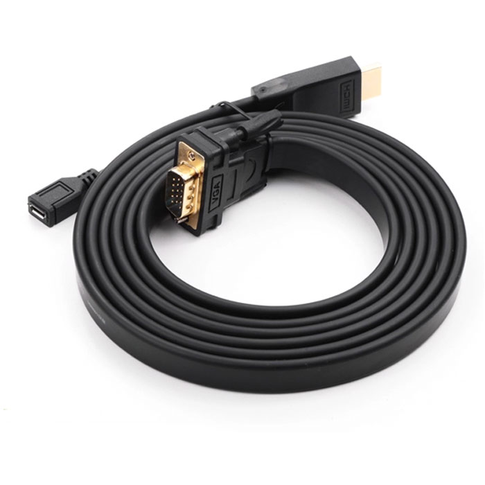 Greenconnect GC-HD2VGA5 кабель HDMI, 1,8 мGC-HD2VGA5-1.8m Greenconnect GC-HD2VGA5 кабель HDMI, 1,8 мGC-HD2VGA5-1.8mПри помощи всего одного кабеля вы сможете соединить ваш новый ноутбук, HD DVD, HD DV с интерфейсом HDMI с проектором, дисплеем или ЖК- монитором старой модели с интерфейсом VGA для просмотра фильма на широкоформатном экране с разрешением до Full HD 1080p.В случае, если компьютер не сможет подавать достаточно питания, вы сможете подключить кабель micro USB для дополнительного питания.Разрешение: до 1920х1200Дополнительное питание от разъема micro USB Конвертирующий чип находится со стороны HDMI разъема