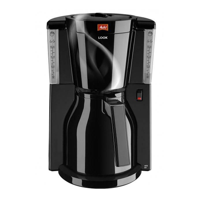 Melitta 21270 Look IV Therm Basic, Black кофеварка21270 Melitta 21270 Look IV Therm Basic, Black кофеварка21270Melitta 21270 Look IV Therm Basic - кофеварка в новом дизайне для самого взыскательного покупателя.Простая, но максимально удобная конструкция прибора позволит вам без труда приготовить около 8-12 чашек натурального кофе, который подарит вам бодрость на целый день. Съемный фильтр выполнен из пластика и необходим для более эффективной фильтрации напиткаКорпус кофеварки выполнен из высококачественного пластика, который гарантирует привлекательный вид и прекрасные износоустойчивые характеристики.Данная модельоснащена термо-кувшином, который удобно использовать одной рукой. Имеется также прозрачная ёмкость для воды и подсветка кнопки включения/выключения. Прибор был протестирован на безопасность по правилам ОНЭ.