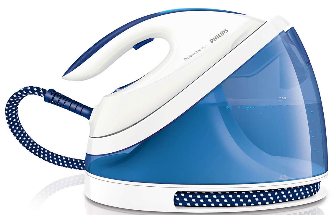 Philips GC7015/20 PerfectCare Viva парогенераторGC7015/20 Philips GC7015/20 PerfectCare Viva парогенераторGC7015/20Парогенератор Philips ускоряет и упрощает процесс глажения. Благодаря революционной технологии OptimalTEMP больше нет необходимости регулировать температуру глажения.Глажение любых тканей — от джинсовых до шелковых — без регулировки температуры:Теперь можно гладить любые ткани (допускающие глажение) — от джинсовых до шелковых — без температурных настроек и без риска прожечь ткань. Компактный, удобный в хранении парогенератор оснащен революционными технологиями: 1) улучшенный процессор Smart Control с точностью регулирует температуру подошвы. Вам не придется настраивать температуру самостоятельно;2) компактное паровое устройство ProVelocity генерирует больше пара для более быстрого глажения.Экономия энергии при помощи ЭКОРЕЖИМА:Используя ЭКОРЕЖИМ с уменьшенным количеством пара, можно сэкономить энергию и сохранить отличный результат глажения. Для ускорения работы включите турборежим, при котором генерируется больше пара.Можно безопасно оставлять утюг с нагретой подошвой на гладильной доске:Инновационная технология OptimalTEMP от Philips гарантирует безопасное глажение всех типов тканей (допускающих глажение) без риска прожечь ткань. Во время глажения нет необходимости возвращать утюг на базу — нагретую подошву можно спокойно оставлять на одежде или хлопковом покрытии гладильной доски. Технология защищает гладильную доску и допускающие глажение ткани от повреждений, а также обеспечивает удобство и уменьшение нагрузки на запястье.Готов к работе через 2 минуты с возможностью добавления воды в любое время:Готовность к работе за 2 минуты, возможность долива воды в любой момент глажения.Протестировано и одобрено независимыми экспертами по тканям:Утюг протестирован и одобрен независимыми экспертами в области текстиля — DWI, IWTO и Woolmark. Программа Woolmark Apparel Care помогает потребителям выбрать качественные средства для ухода за одеждой, которые были одобрены компанией Woolmark для использования с изделиями из шерсти. На настоящий момент Philips OptimalTEMP является единственной технологией, которая была отмечена сертификатом Woolmark Gold. Вы можете быть уверены, что продукты для ухода за одеждой, одобренные Woolmark Apparel Care, идеально подходят для любых шерстяных вещей.Интеллектуальная система очистки от накипи: звуковые и световые напоминания:Интеллектуальная система очистки от накипи представляет собой встроенную функцию, которая обеспечивает дополнительную защиту парогенератора, напоминая о необходимости проведения очистки прибора от загрязнений и накипи. Примерно через каждые 10 часов глажения на приборе включаются звуковое и световое напоминания, которые сигнализируют о необходимости проведения очистки от накипи. Контейнер Calc Clean обеспечивает дополнительное удобство при очистке от накипи — нет необходимости держать утюг на весу, достаточно просто установить его на контейнер. После выполнения очистки вся грязная вода попадает в контейнер, а парогенератор готов к использованию.Резервуар для воды 1,7 л, до 2 часов глажения:Благодаря резервуару для воды емкостью 1,7 л вы можете гладить до 2 часов дольше без необходимости долива воды. Большое отверстие для залива воды обеспечивает быстрое наполнение резервуара. Наполнять резервуар парогенератора можно прямо из-под крана, а также с помощью кувшина или большой бутылки.Максимальное давление насоса — 4,5 бар:Быстрый результат благодаря невероятно мощной и постоянной подаче пара. Пар проникает глубоко в ткань, что обеспечивает более быстрое и качественное глажение. Мощность подачи пара можно регулировать.Новая подошва SteamGlide — лучшая подошва от Philips:Новая подошва SteamGlide — это лучшая подошва от Philips. Идеально скользящая, легкоочищаемая поверхность, устойчивая к появлению царапин.