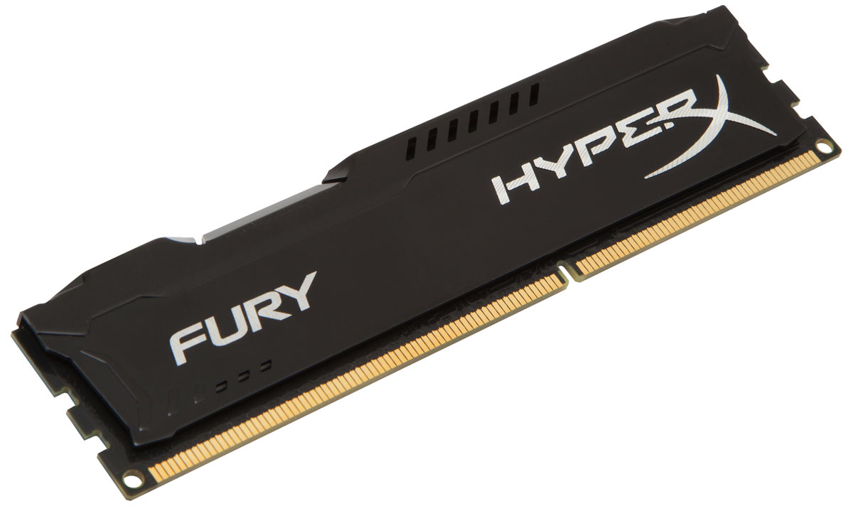 Kingston HyperX Fury DDR3 4GB 1866 МГц, Black модуль оперативной памяти (HX318C10FB/4)HX318C10FB/4 Kingston HyperX Fury DDR3 4GB 1866 МГц, Black модуль оперативной памяти (HX318C10FB/4)HX318C10FB/4Модуль памяти Kingston HyperX FURY DDR3 автоматически разгоняется до максимальной заявленной частоты, а простота иавтоматическая конфигурируемость позволяют быстрее включаться в игру и мгновенно выходить на высочайшие скорости, необходимые для победы. Благодаря низкому напряжению (от 1,35 В) потребляется меньше энергии и выделяется меньше тепла, при этом поддерживаются новые чипсеты Intel 100 Series. Ассиметричный и агрессивный дизайн модуля, а также высококачественный алюминий и граненая отделка позволят вам выделиться среди стандартных квадратных конструкций.