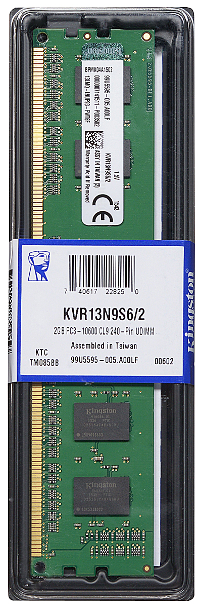 Kingston DDR3 2GB 1333 МГц модуль оперативной памяти (KVR13N9S6/2)KVR13N9S6/2 Kingston DDR3 2GB 1333 МГц модуль оперативной памяти (KVR13N9S6/2)KVR13N9S6/2Модуль оперативной памяти Kingston типа DDR3 обеспечивает увеличенную рабочую частоту (по сравнению с DDR2) при сниженном тепловыделении и экономном энергопотреблении. Напряжение питания при работе составляет 1,5 В. В модуле также имеется 4 чипа с односторонним расположением.Объем памяти 2 ГБ позволит свободно работать со стандартными и офисными программами, а также нетребовательными играми. Работа осуществляется при тактовой частоте 1333 МГц и пропускной способности, достигающей до 10600 Мб/с, что гарантирует качественную синхронизацию и быструю передачу данных, а также возможность выполнения множества действий в единицу времени. Параметры тайминга 9-9-9 не принижают скорости работы системы.