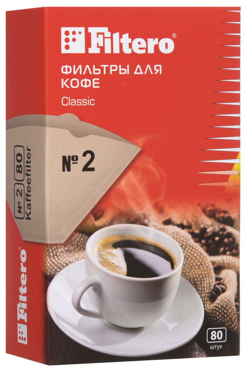 Filtero Classic №2 фильтры для заваривания кофе, 80 штFiltero №2/80 Filtero Classic №2 фильтры для заваривания кофе, 80 штFiltero №2/80Фильтры для кофе Filtero Classic №2 предназначены для кофеварок капельного типа на 6-8 чашек и для чашки-кофеварки Filtero. Превосходно сохраняют аромат и вкус кофе. Вы получите истинное удовольствие от кофе!