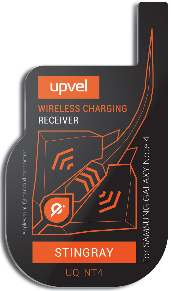 UPVEL UQ-NT4 Stingray для Samsung Galaxy Note 4, Black модуль-приемник беспроводной зарядки стандарта QiUQ-NT4 STINGRAY UPVEL UQ-NT4 Stingray для Samsung Galaxy Note 4, Black модуль-приемник беспроводной зарядки стандарта QiUQ-NT4 STINGRAYUPVEL UQ-NT4 позволяет заряжать Samsung Galaxy Note 4 при помощи беспроводных зарядных устройств стандарта Qi. Плоский модуль беспроводной зарядки фиксируется на аккумуляторной батарее смартфона, под задней крышкой. Устройство не влияет на нормальную работу смартфона и не изменяет его внешний вид.Рабочее расстояние: до 5-7 ммЭффективность: 500 мАчСтандарты: WPC