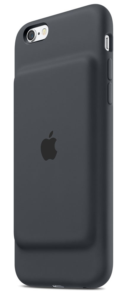 Apple Smart Battery Case чехол-аккумулятор для iPhone 6s, Charcoal GrayMGQL2ZM/A Apple Smart Battery Case чехол-аккумулятор для iPhone 6s, Charcoal GrayMGQL2ZM/AЧехол Apple Smart Battery Case разработан специально для увеличения заряда аккумулятора и защиты iPhone 6s и iPhone 6. Мягкая подкладка из микроволокна защищает корпус вашего iPhone, а благодаря шарнирной конструкции из эластомерного материала чехол легко снимать и надевать. Внешняя силиконовая поверхность чехла очень приятна на ощупь.Заряжайте свой iPhone и чехол с аккумулятором одновременно. Вы получите возможность до 25 часов говорить по телефону, до 18 часов работать в интернете через LTE, ещё дольше слушать музыку и смотреть видео. Когда iPhone находится в чехле Smart Battery Case, на экране блокировки и в Центре уведомлений отображается индикатор аккумулятора с точными данными об остатке заряда.Чехол с аккумулятором поддерживает аксессуары с разъёмом Lightning, например кабель Lightning/USB (входит в комплект поставки iPhone). Его также можно использовать с док-станцией для iPhone с разъемом Lightning (продается отдельно). Выберите один из двух прекрасных цветов.При работе в интернете: до 18 часов в сети LTEВ режиме воспроизведения видео: до 20 часов