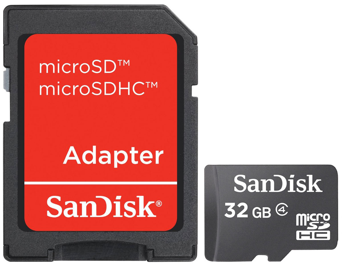 SanDisk microSDHC Class 4 32GB карта памяти с адаптеромSDSDQM-032G-B35A SanDisk microSDHC Class 4 32GB карта памяти с адаптеромSDSDQM-032G-B35AКарты памяти SanDisk microSDHC Class 4 обеспечивают высокую скорость (не менее 4 МБ/с, поддержка класса 4) при работе с фотографиями, видео и приложениями на мобильном телефоне или планшете.Входящий в комплект поставки адаптер SD позволяет легко переносить файлы с ПК на мобильный телефон или планшет - теперь вы можете раскрыть все функциональные возможности ваших гаджетов!