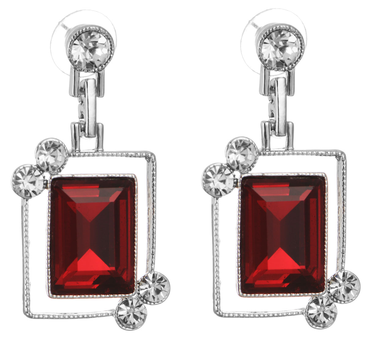 Серьги Taya, цвет: серебристый, красный. T-B-10689-EARR-SL.REDСерьги с подвесками Серьги Taya, цвет: серебристый, красный. T-B-10689-EARR-SL.REDСерьги с подвескамиОригинальные серьги Taya, выполненные из металлического сплава в виде подвесок квадратной формы декорированных крупными и мелкими стразами, придадут вашему образу изюминку, подчеркнут красоту или преобразят повседневный наряд. Застегиваются на замок-гвоздик с пластиковой заглушкой.Такие серьги позволит вам с легкостью воплотить самую смелую фантазию и создать собственный, неповторимый образ.