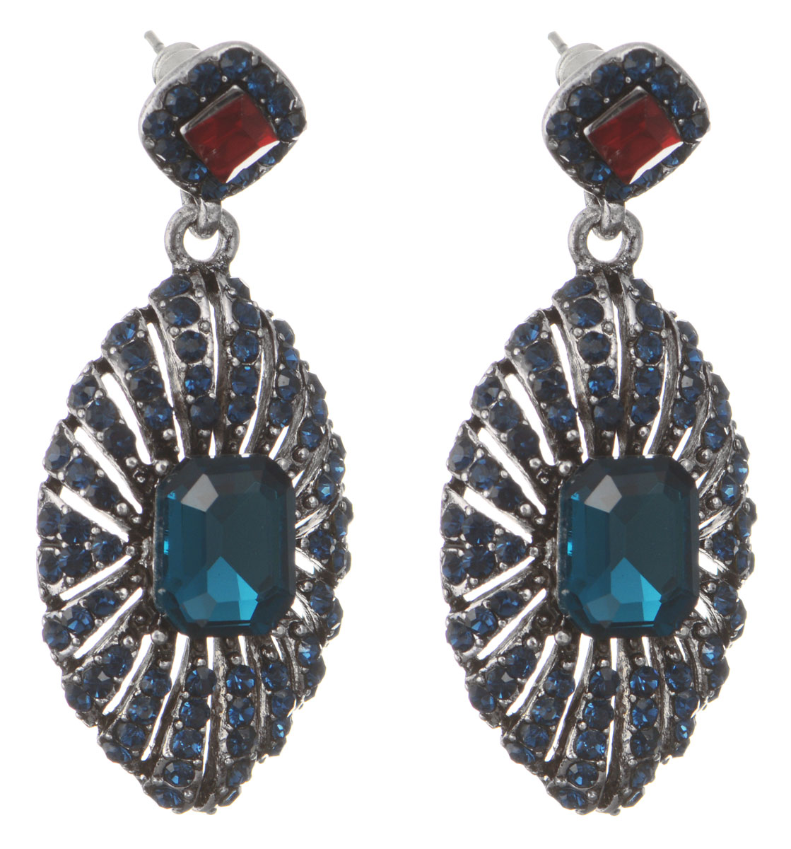 Серьги Taya, цвет: серебристый, синий. T-B-10556-EARR-D.BLUEСерьги с подвесками Серьги Taya, цвет: серебристый, синий. T-B-10556-EARR-D.BLUEСерьги с подвескамиОригинальные серьги Taya, выполненные из металлического сплава в виде подвесок овальной формы щедро декорированных крупными и мелкими стразами, придадут вашему образу изюминку, подчеркнут красоту или преобразят повседневный наряд. Застегиваются на замок-гвоздик с пластиковой заглушкой.Такие серьги позволит вам с легкостью воплотить самую смелую фантазию и создать собственный, неповторимый образ.