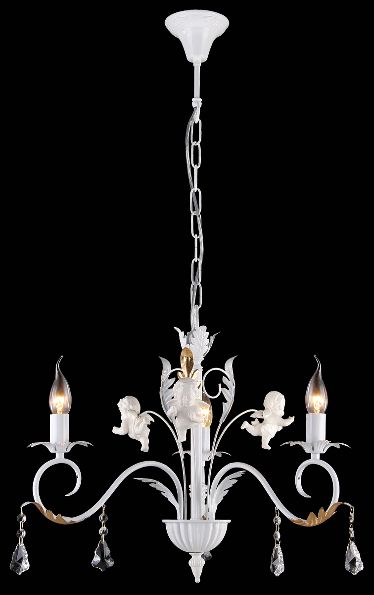 Люстра Natali Kovaltseva Jennifer II, 3 x E14, 40W. 11372/3CJENNIFER II 11372/3C IVORY GOLD,CER Люстра Natali Kovaltseva Jennifer II, 3 x E14, 40W. 11372/3CJENNIFER II 11372/3C IVORY GOLD,CERЛюстра Natali Kovaltseva, выполненная в классическом дизайне, станет украшением вашей комнаты и изысканно дополнит интерьер. Изделие крепится к потолку. Такая люстра отлично подойдет для освещения кабинета, столовой, спальни или гостиной. Люстра выполнена из белого окрашенного металла, отдельные элементы имеют золотистое покрытие. Изделие оснащено 3 цоколями, дополнено керамическими фигурками в виде ангелочков и подвесками из кристаллов. Для данного типа люстры отлично подходят лампочки в форме свечи. В коллекциях Natali Kovaltseva представлены разные стили - от классики до хайтека. Дизайн и технологическая составляющая продукции разрабатывается в R&D центре компании, который находится в г. Дюссельдорф, Германия. При производстве продукции используются высококачественные и эксклюзивные материалы: хрусталь ASFOR, муранское стекло, перламутр, 24-каратное золото, бронза. Производство светильников соответствует стандарту системы менеджмента качества ISO 9001-2000. На всю продукцию ТМ Natali Kovaltseva распространяется гарантия.
