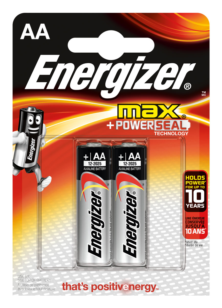 Батарейка Energizer Max, тип АА/LR6, 1,5 V, 2 штE300157000 Батарейка Energizer Max, тип АА/LR6, 1,5 V, 2 штE300157000Батарейка Energizer Max - безотказный источник энергии для устройств повседневного пользования. Чаще всего применяется в пультах управления, небольших фонарях, часах, радио. Это первая в мире щелочная батарейка без ртути. Работает до 45% дольше, держит заряд до 10 лет. Стандартные щелочные батарейки Energizer защищены от протеканий.