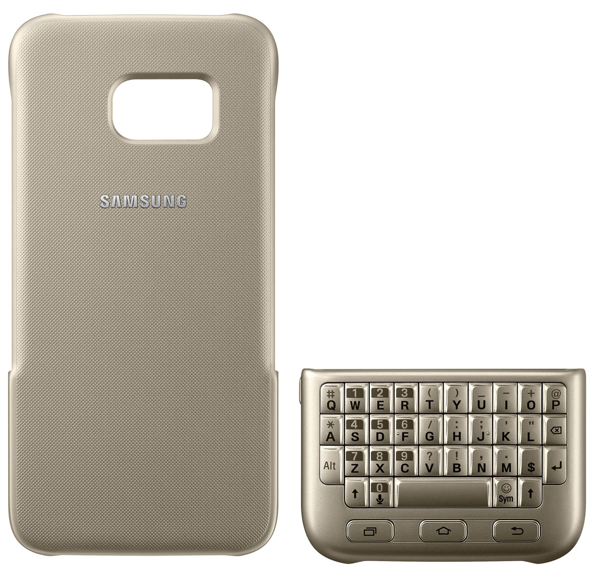 Samsung EJ-CG930 Keyboard Cover чехол-клавиатура для Galaxy S7, GoldEJ-CG930UFEGRU Samsung EJ-CG930 Keyboard Cover чехол-клавиатура для Galaxy S7, GoldEJ-CG930UFEGRUЧехол-клавиатура Samsung EJ-CG930 Keyboard Cover разработан специально для модели смартфона Galaxy S7. С его помощью набирать текст сообщений, создавать и сохранять заметки быстрее и проще. Накладная клавиатура работает по механическому принципу - она не тратит проценты заряда вашего смартфона и не требует дополнительных подключений. Клавишный блок можно разместить поверх экрана - смартфон автоматически распознает его и адаптирует интерфейс к новому размеру дисплея. Чехол также выполняет защитную функцию - предохраняет смартфон от пыли и повреждений. Модель совместима с ОС Android 4.4 или выше.