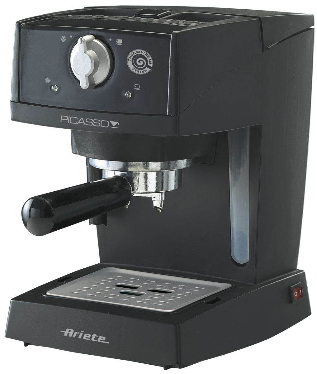 Ariete 1365 Picasso, Black кофеварка эспрессо1365 Ariete 1365 Picasso, Black кофеварка эспрессо1365Кофеварка Ariete 1365 Picasso – идеальный вариант для вашей кухни! Высокая мощность позволит быстро готовить свежий кофе. Вы без труда можете сварить одновременно до двух чашек кофе. Также имеется возможность приготовления капучино. Ручная регулировка порций горячей воды позволит вам наливать только столько, сколько нужно. Помимо этого имеется подогрев чашек и съемный лоток для сбора капель, что очень удобно.