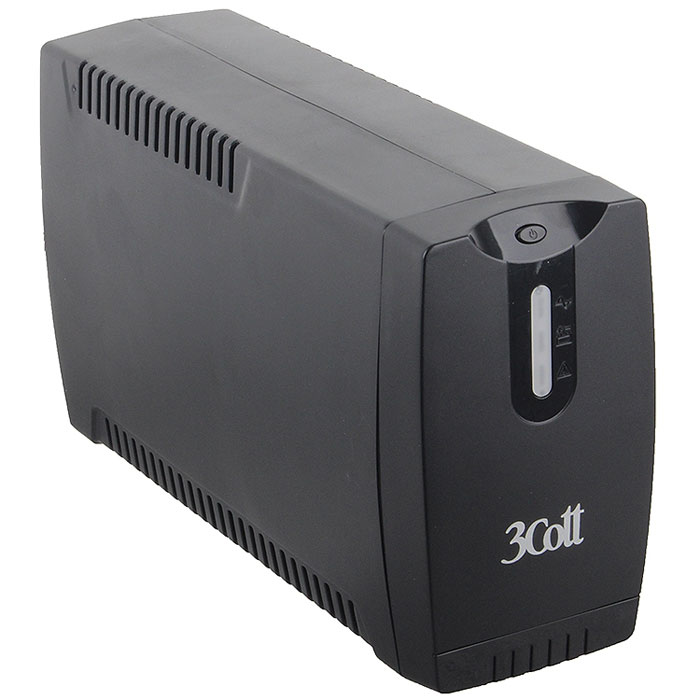 3Cott 600VA-3SE 360W линейно-интерактивный ИБП3Cott-600VA-3SE 3Cott 600VA-3SE 360W линейно-интерактивный ИБП3Cott-600VA-3SE3Cott 600VA-3SE 360W - это интерактивный настольный источник бесперебойного питания. Отличаясь высокими эксплуатационными характеристиками и выходной мощностью 600 ВА, этот ИБП обеспечит максимальный уровень защиты домашних и офисных ПК от негативных факторов, связанных с неполадками сетевого напряжения.От многих других моделей этот ИБП отличается наличием защиты локальной сети, а также комплексом защит, которые включают в себя защиту от короткого замыкания, защиту от перегрузки, от высоковольтных импульсов и фильтрацию помех.Холодный старт – это особый режим, при котором источник бесперебойного питания, в случае отсутствия напряжения в сети, переходит на режим работы от батареи.Для того, чтобы пользователь мог отслеживать изменения в работе прибора, предусмотрены звуковая сигнализация и светодиодные индикаторы.Звуковая сигнализация, посредством звукового сигнала, предупреждает пользователя об аварийной ситуации, а также о том, что источник бесперебойного питания сменил свой режим работы, или же заряд батареи слишком низкий.Время перехода на батареи: 2-4 мсТип батареи: 1 x 12В 7АчЗащита телефонной линии: порт RJ-11Время работы в резервном режиме при нагрузке 50%: 12 минутИндикаторы: работа от сети/от батарей/батареи разряжены/неисправностьУровень шума: 40 дБВходная вилка: Schuko Выходные разъёмы: 3 x Schuko (c батарейной поддержкой)