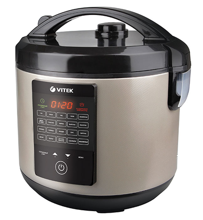 Vitek VT-4271(CM) мультиваркаVT-4271(CM) Vitek VT-4271(CM) мультиваркаVT-4271(CM)Здоровая еда – фундамент хорошего самочувствия и долголетия. Совсем необязательно проводить всё время на кухне, изобретая вкусные блюда. И не нужно быть специалистом, чтобы научиться готовить разнообразно и полезно. С самыми сложными и простыми блюдами вам поможет справиться мультиварка Vitek VT-4271(CM).Этот прибор оснащён множеством самых разных функций, что позволяет использовать его по максимуму, независимо от кулинарных предпочтений. Устройство способно тушить, жарить, варить на пару, а также печь – все достоинства собраны в одной мультиварке. Наряду с многофункциональностью, эта бытовая техника работает, экономно расходуя электроэнергию и позволяя вам экономить своё время.Конструкция мультиварки разработана таким образом, что её использование не составляет труда – разобраться в инструкции просто. Техника не требует особого ухода и легко очищается от загрязнений. Она найдёт своё место на кухне занятой деловой женщины или домохозяйки, которой приходится готовить много и часто. И даже мужчины подумывают: Куплю мультиварку и не буду постоянно размышлять о том, что приготовить себе на ужин – техника справится с приготовлением, пока я буду занят своими делами.