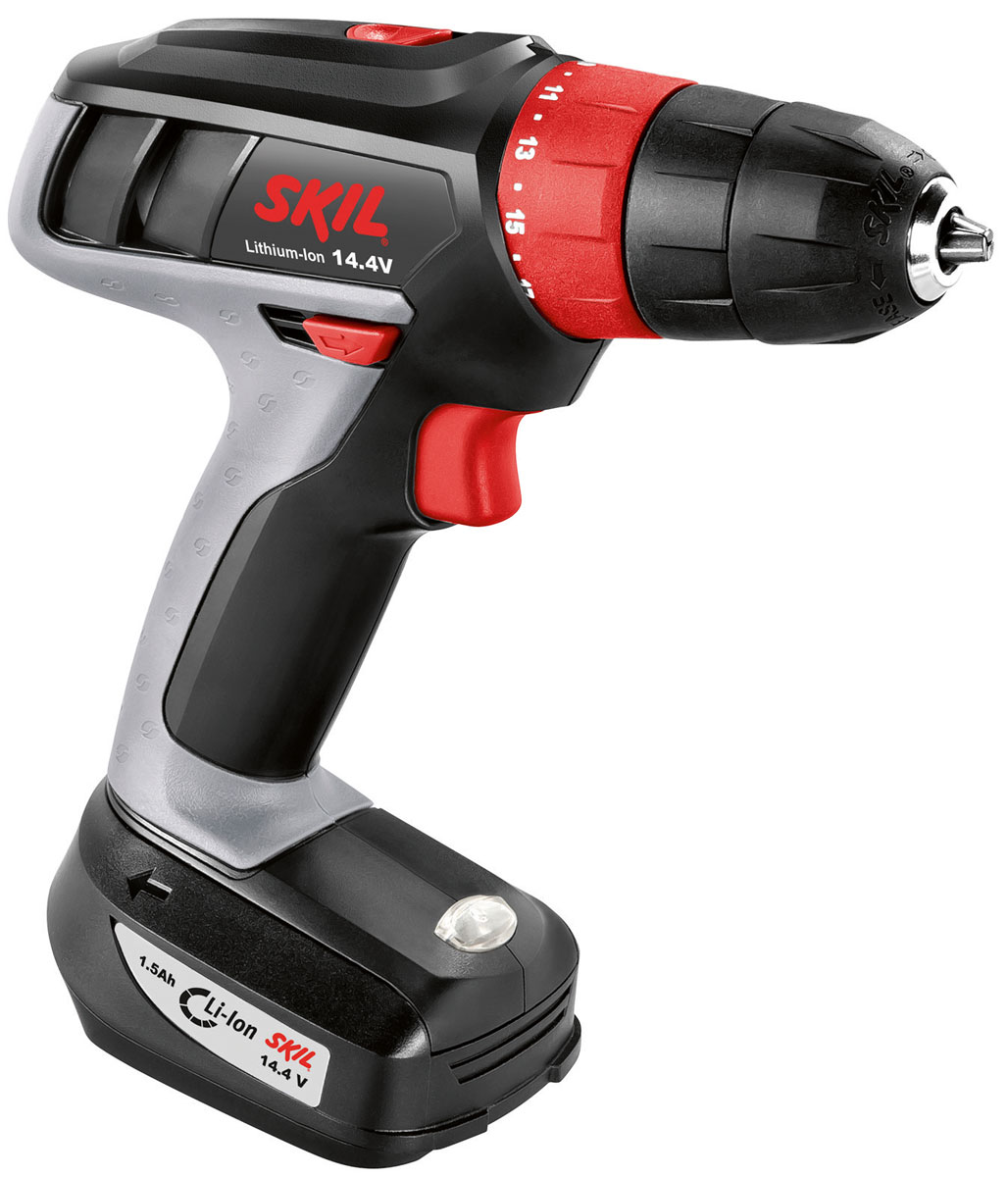 Дрель-шуруповерт аккумуляторная SKIL 2431LG, 14.4 V 1.5 А/ч Li-Ion 2 акк.F0152431LG Дрель-шуруповерт аккумуляторная SKIL 2431LG, 14.4 V 1.5 А/ч Li-Ion 2 акк.F0152431LGАккумуляторная дрель Skil 2431 14,4 В достаточно оснащена, чтобы решить все ваши задачи по сверлению древесины, металла и заворачиванию шурупов. Две скорости вращения с механическим переключением для еще большей гибкости, полная зарядка менее, чем за один час с помощью быстрого зарядного устройства с подставкой! Другие удобные функции, такие, как регулятор частоты вращения с электронным тормозом, 10-миллиметровый быстрозажимной патрон и светодиодная подсветка обеспечивают дополнительный комфорт в работе. Аккумуляторная дрель поставляется в прочном переносном кейсе с двусторонней битой.Функции:Компактная облегченная конструкция обеспечивает удобство работы2 механические скорости, высокая частота вращения для сверления и высокий крутящий момент для завинчивания шурупов в твердые материалыЛитий-ионная технология: без эффекта памяти, без саморазряда и инструмент всегда готов к использованиюЗащита электронных элементов (ECP) предохраняет от перегрузки, перегрева и глубокой разрядкиРегулируемая скорость для плавного пуска и максимальной управляемости в течение всей работыЭлектронный тормоз предотвращает чрезмерное затягивание шурупов и обеспечивает более быструю и производительную работу18-позиционная муфта VariTorque для сверхточного завинчивания + режим для сверленияПодсветка для лучшего обзора обрабатываемой детали и более комфортной работы в плохо освещённых местахМягкое покрытие и удобная форма рукоятки для наибольшего комфортаТехнические характеристики:Напряжение: 14,4 ВЕмкость аккумулятора: 1,5 А•чЭлементы аккумулятора: Литий-ионнаяЧастота вращения без нагрузки: 0-400/0-1500 об/минМаксимальный крутящий момент: 38 НмУстановка крутящего момента: 17 + 1Время зарядки: 1 чЗащита электронных элементов (ECP)ПодсветкаКомплектация:Литий-ионный аккумулятор 14,4 В 1,5 А•ч (2 шт.)Держатель бит с 10 битамиПрочный пластиковый кейсБыстрозарядное устройство Двусторонняя насадка-бита для шурупов