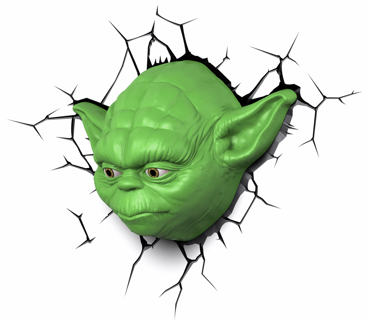 Star Wars Пробивной 3D светильник Йода50025 Star Wars Пробивной 3D светильник Йода50025Пробивной 3D светильник Star Wars Йода обязательно понравится вашему ребенку.Особенности: Безопасный: без проводов, работает от батареек (3хАА, не входят в комплект);Не нагревается: всегда можно дотронуться до изделия;Реалистичный: 3D наклейка-имитация трещины в комплекте;Фантастический: выглядит превосходно в любое время суток;Удобный: простая установка (автоматическое выключение через полчаса непрерывной работы).Товар предназначен для детей старше 3 лет. ВНИМАНИЕ! Содержит мелкие детали, использовать под непосредственным наблюдением взрослых.