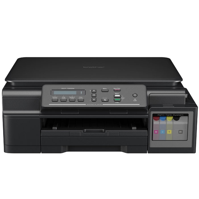 Brother DCP-T500W Ink Benefit Plus МФУDCPT500WR1 Brother DCP-T500W Ink Benefit Plus МФУDCPT500WR1Brother DCP-T500W Ink Benefit Plus - компактное струйное МФУ с перезаправляемыми контейнерами.Данная модель входит в инновационную серию InkBenefit Plus, предназначенную для больших объемов печати при сверхнизких затратах. С помощью оригинальных бутылок с чернилами 6000 страниц (черный) и 5000 страниц (цвет) вы сами можете легко заправлять чернильные контейнеры.Инновационная конструкция чернильных контейнеров позволяет заправлять их под удобным углом 45 °. Этот процесс является простым и не доставляет хлопот. Высокая емкость чернильных бутылок позволяет снизить общую стоимость владения.Высокая скорость печати до 11 (моно) и 6 (цвет) изображений в минуту (на основе ISO / IEC 24734) позволяет быстро получать профессиональные документы с высоким качеством.Это многофункциональное устройство сертифицировано по стандарту Energy Star подтверждая его низкое энергопотребление. 4 отдельно перезаправляемых контейнера также помогают защищать окружающую среду и ваши средства.Память: 64 Мб
