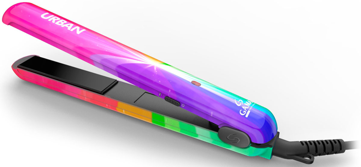 GA.MA Urban Rainbow выпрямитель для волосP21.URB.RAINBOW GA.MA Urban Rainbow выпрямитель для волосP21.URB.RAINBOWКерамические пластины GA.MA Urban Rainbow с турмалиновым покрытием обеспечивают равномерное выпрямление волос, делая их гладкими и предотвращая спутывание волос, придают волосам здоровый блеск.Благодаря скругленной форме пластин очень легко как завить, так и выпрямить волосы, в то время как турмалиновое покрытие сохраняет здоровье и блеск каждого волоса. Выпрямитель имеет вращающийся на 360° шнур для комфортного использования, а также плавающие пластины для максимально деликатной укладки ваших волос.