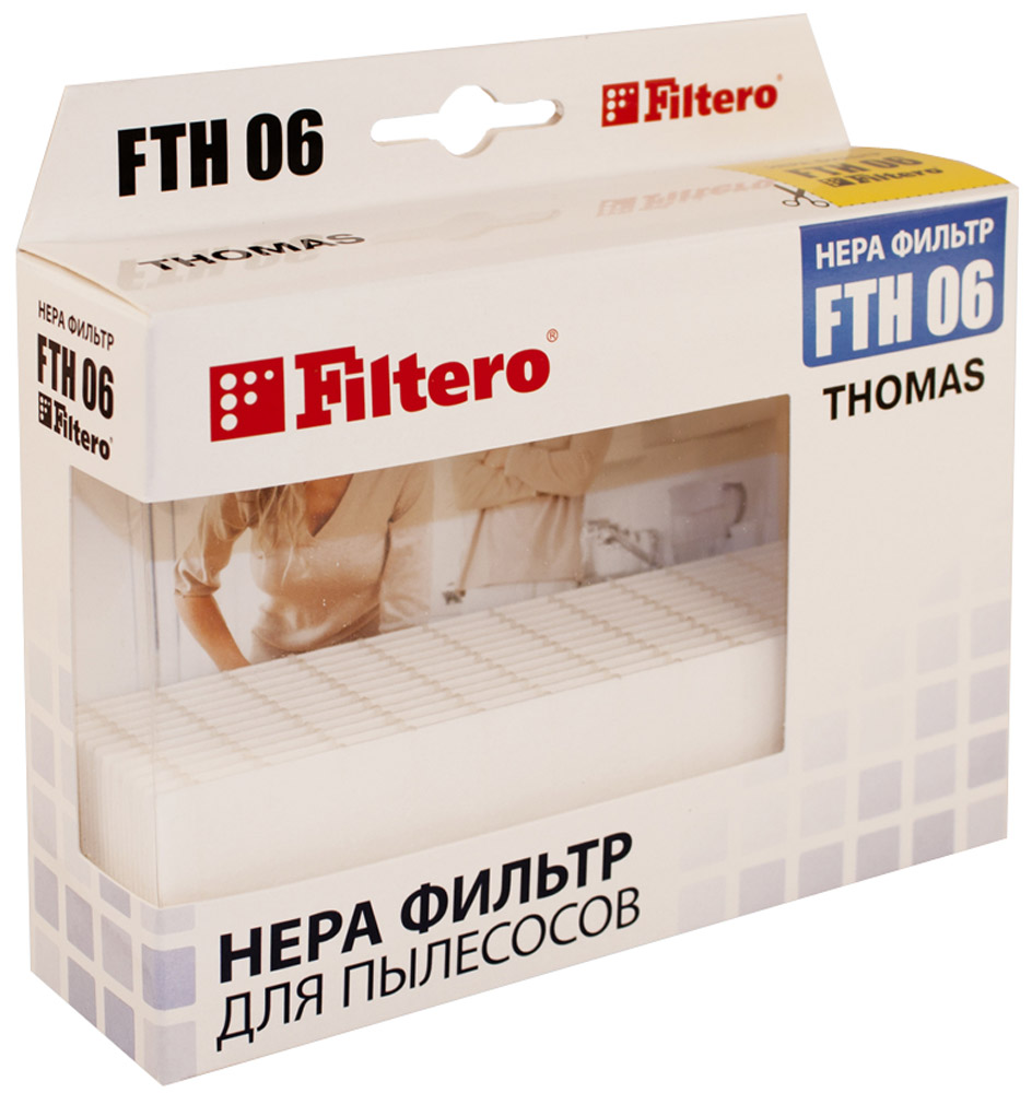 Filtero FTH 06 фильтр для пылесосов ThomasFTH 06 Filtero FTH 06 фильтр для пылесосов ThomasFTH 06Немоющийся фильтр Filtero FTH 06 уровня фильтрации НЕРА Н 10 препятствует выходу мельчайших частиц пыли и аллергенов из пылесоса в помещение. Он подлежит замене согласно рекомендации производителя пылесосов - не реже одного раза за 6 месяцев.