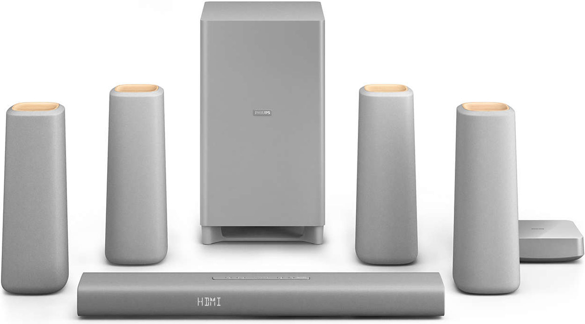 Philips CSS5530G/12 домашний кинотеатрCSS5530G/12 Philips CSS5530G/12 домашний кинотеатрCSS5530G/12АС домашнего кинотеатра Philips Zenit - это лаконичный дизайн и простота использования. Насладитесь естественным сбалансированным звучанием и оцените привлекательный дизайн, выполненный из современных и природных материалов. Умное решение для хранения кабелей и беспроводные тыловые АС гарантируют удобное размещение и максимум впечатлений от прослушивания. HDMI-порт с поддержкой 4K2K для просмотра контента Ultra HD:HDMI 4K2K поддерживает стандарт HDMI 1.4, за счет чего обеспечивается поддержка видеоконтента сверхвысокой четкости (UHD). В настоящее время максимальное разрешение формата 4К составляет 4096 пикселей в ширину и 2160 пикселей в высоту — оно в 4 раза превышает разрешение стандартного HD-дисплея 1080p. Также формат 4К может иметь более низкое разрешение — 3840 х 2160 пикселей. Оба формата поддерживаются стандартом HDMI 1.4. Благодаря 4K-дисплеям современные системы домашних кинотеатров не уступают системам, которые используются в коммерческих кинотеатрах. Технологии 4К-телевизоров продолжают развиваться, поэтому Philips интегрировали поддержку этого стандарта, чтобы АС отвечала требованиям будущих разработок.Удобное подключение к смартфонам с поддержкой NFC по Bluetooth одним касанием:Технология NFC (Near Field Communications) позволяет выполнять подключение устройств по Bluetooth одним касанием. Поднесите смартфон или планшетный ПК с поддержкой NFC к АС и коснитесь поля NFC, чтобы включить систему. Установите Bluetooth-подключение и запустите потоковую передачу музыки.Объемное звучание Dolby Digital и Pro Logic II:Встроенный декодер Dolby Digital устраняет необходимость иметь внешний декодер за счет обработки всех шести аудиоканалов для создания эффекта объемного звука и поразительно естественной и динамически реалистичной атмосферы звучания. Декодер Dolby Pro Logic II дает пять каналов объемной обработки звука от любого стереофонического источника.АС MTM-конфигурации для реалистичного звучания при высокой громкости:Благодаря конфигурации средняя — высокая — средняя частоты (МТМ) основная АС и АС-сателлиты обеспечивают реалистичное звучание при высокой громкости независимо от положения слушателя. Наслаждайтесь кристально чистым звуком без искажений, где бы вы ни находились.Отражатель басов сабвуфера плавно распределяет звук:Купольный отражатель басов плавно распределяет звук на 360 градусов, обеспечивая воспроизведение мощных и насыщенных низких частот. Конструкция препятствует образованию эффекта демпфирования при установке сабвуфера на ковре.