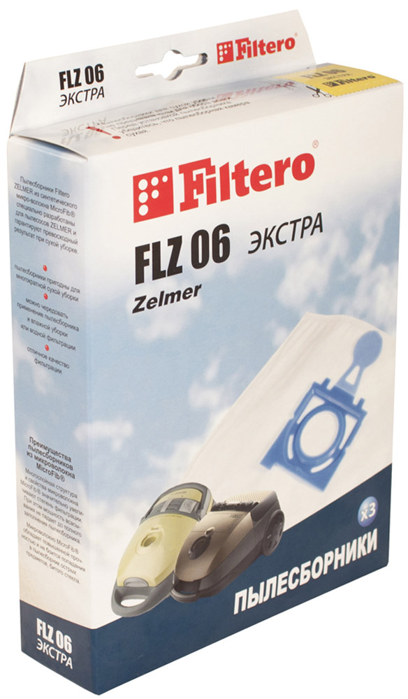 Filtero FLZ 06 Экстра мешок-пылесборник 3 штFLZ 06 Экстра Filtero FLZ 06 Экстра мешок-пылесборник 3 штFLZ 06 ЭкстраМешки - пылесборники Filtero FLZ 06 Экстра произведены из пятислойного синтетического микроволокна MicroFib. Очень прочные, не боятся острых предметов и влаги, собирают до 50% больше пыли, чем бумажные. Обеспечивают уровень очистки воздуха НЕРА. Сохраняют мощность всасывания в течение всего периода службы пылесборника.