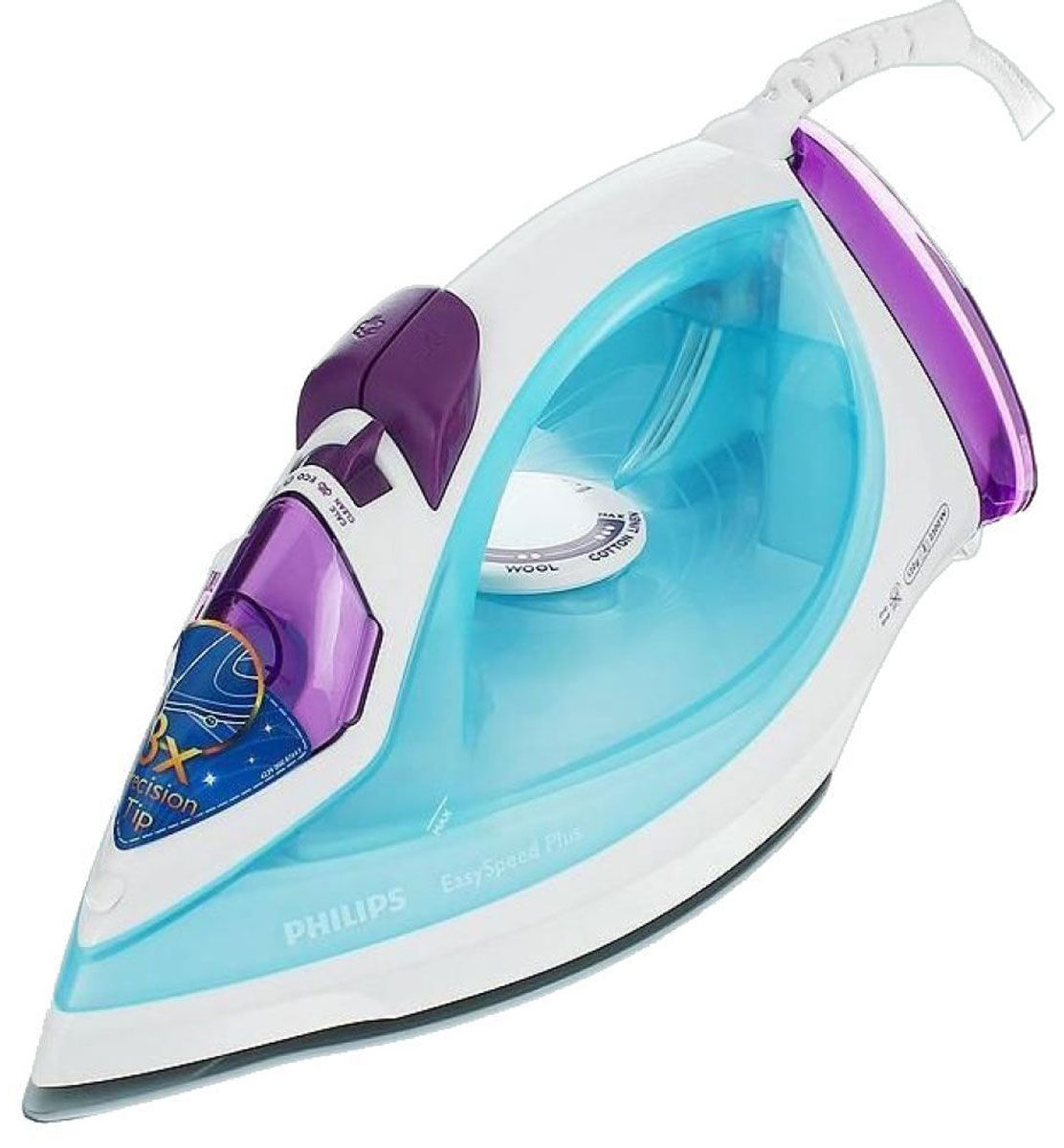 Philips GC2045/26 EasySpeed утюг в термостойкой коробке для храненияGC2045/26 Philips GC2045/26 EasySpeed утюг в термостойкой коробке для храненияGC2045/26Утюг EasySpeed Plus обеспечивает более быстрое глажение благодаря высокой мощности, носику Triple Precision, равномерному нагреву подошвы, постоянной подаче пара и паровому удару.Мощность до 2300 Вт: Мощность до 2300 Вт обеспечивает постоянную высокую подачу пара. Паровой удар 120 г :Паровой удар 120 г позволяет легко разгладить даже самые жесткие складки. Подача пара до 35 г/мин: Постоянная подача пара до 35 г/мин обеспечивает оптимальное количество пара для эффективного разглаживания складок. Термоизолированный короб для хранения: Термоизолированный короб предназначен для удобного хранения горячего утюга. Для продления срока службы короба, прежде чем помещать утюг в короб, отсоединяйте его от электросети и сливайте воду из резервуара. Нижняя часть короба при этом может нагреваться, однако риск повреждения отсутствует. Керамическая подошва: Керамическая подошва устойчива к царапинам, хорошо скользит и удобна в очистке. Вертикальное отпаривание: Благодаря функции вертикального отпаривания утюг Philips позволяет разглаживать складки на одежде, висящей на плечиках. Ползунок очистки накипи: Этот паровой утюг можно использовать с водопроводной водой, а ползунок очистки от накипи упрощает удаление накипи из утюга. При использовании водопроводной воды для максимальной эффективности работы парового утюга Philips необходимо проводить очистку от накипи 1 раз в месяц. Устойчивая подставка: Утюг снабжен специальной широкой подставкой для дополнительной устойчивости прибора в вертикальном положении. Система капля стоп: Противокапельная система позволяет гладить деликатные ткани при низкой температуре, предотвращая протекание воды на одежду. Равномерное распределение пара: Благодаря продуманной конструкции подошвы пар распределяется по ней равномерно, поэтому для увлажнения ткани требуется меньше движений, а значит, вы быстрее закончите глажение.