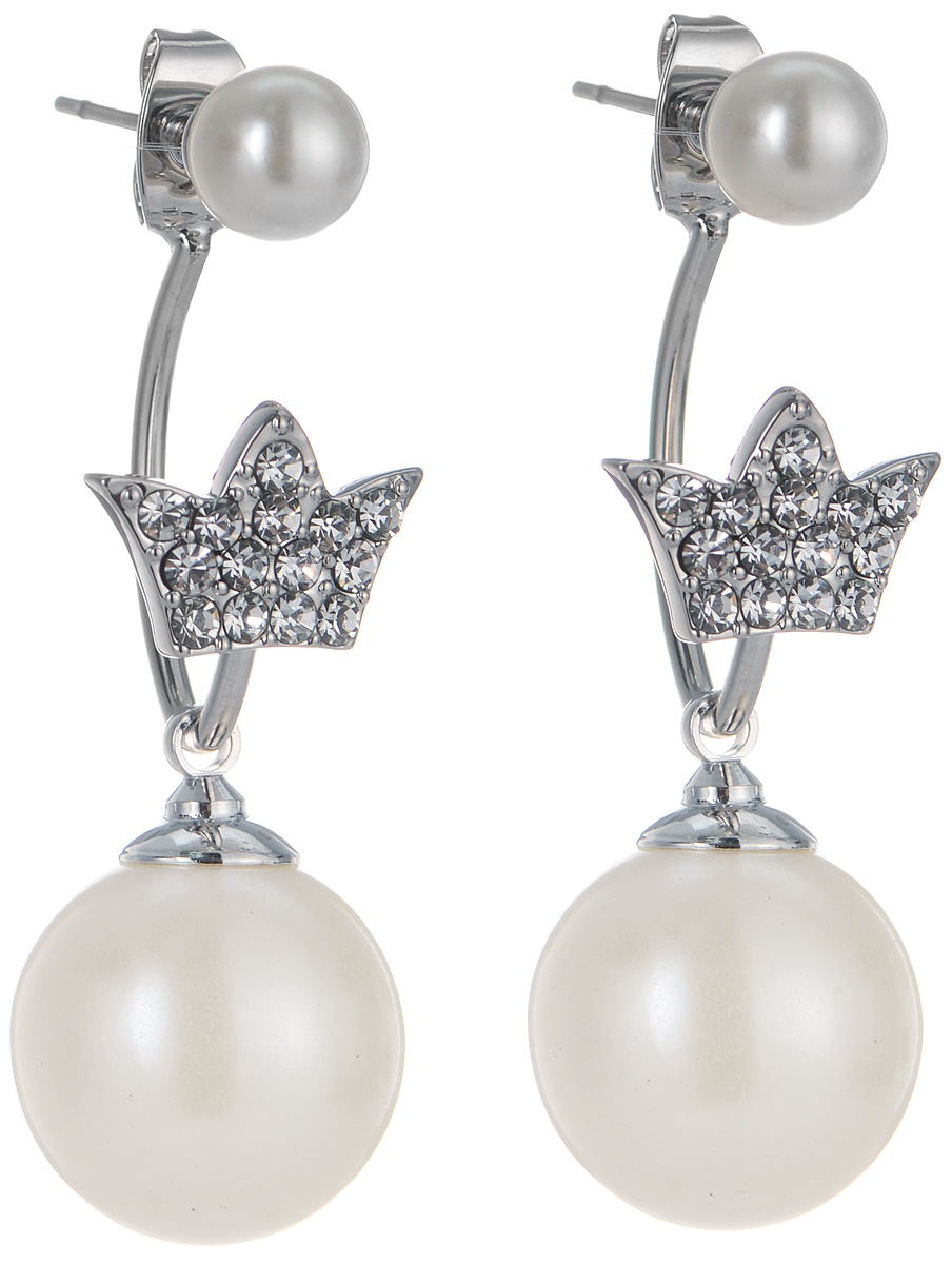 Серьги Art-Silver, цвет: серебряный, белый. 29675-525Пуссеты (гвоздики) Серьги Art-Silver, цвет: серебряный, белый. 29675-525Пуссеты (гвоздики)Оригинальные серьги Art-Silver выполнены из бижутерного сплава, с легкостью завершат ваш образ. В качестве основы украшения использован замок-гвоздик с фиксаторами из металла, украшенный бусиной жемчуга. Серьги дополнены оригинальной подвеской из жемчуга майорика и инкрустированы цирконами.Стильные серьги придадут вашему образу изюминку, подчеркнут красоту и изящество вечернего платья или преобразят повседневный наряд.