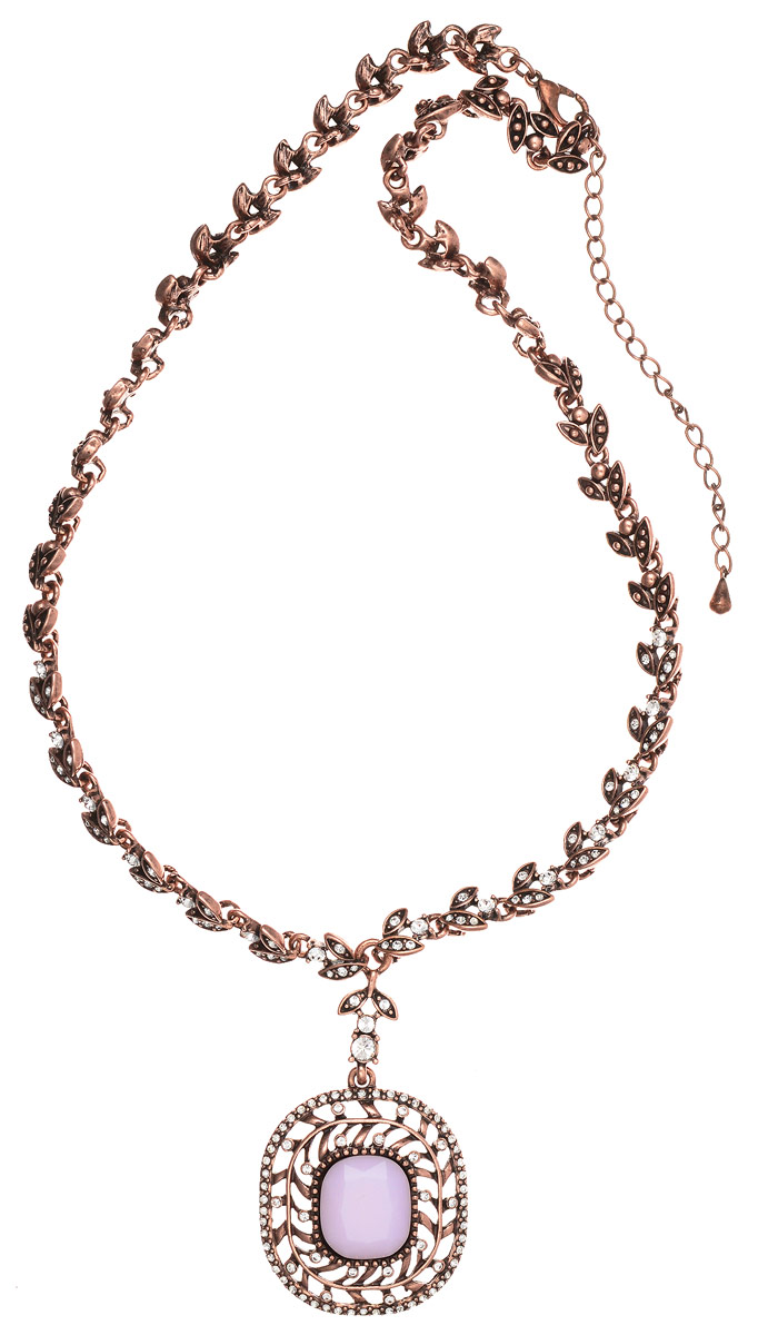 Колье Art-Silver, цвет: бронзовый, розовый. MS05359N-OC-A-1956Бусы-нитка Колье Art-Silver, цвет: бронзовый, розовый. MS05359N-OC-A-1956Бусы-ниткаСтильное колье Art-Silver выполнено из бижутерного сплава с покрытием под бронзу. Колье представляет собой цепочку оригинального плетения в виде лепестков, которая украшена кубическим цирконием и дополнена массивной подвеской округлой формы. Подвеска инкрустирована кубическим цирконием и в центре дополнена вставкой из ювелирного пластика, имитирующего натуральный камень. Изделие застегивается на замок-карабин с регулирующей длину цепочкой.Стильное колье станет оригинальным аксессуаром, как для повседневного, так и для вечернего наряда, оно подчеркнет вашу индивидуальность и неповторимый стиль.