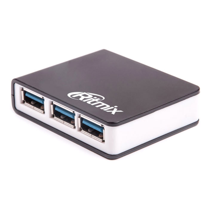 Ritmix CR-3400, Black USB-хаб15118105 Ritmix CR-3400, Black USB-хаб15118105Ritmix CR-3400 – компактный и удобный USB-хаб с четырьмя портами. Предназначен для подключения внешних HD-дисков, фотокамеры, видеокамеры, USB-накопителей, клавиатуры, мыши и т.п. Это полезное устройство пригодится и дома, и в офисе, и в путешествиях, когда не хватает штатных портов компьютера или хочется иметь к ним удобный доступ.Питание устройства осуществляется от USB-порта компьютера или ноутбука. При необходимости в дополнительном питании, высокой нагрузке или при использовании разветвителя для зарядки, можно задействовать разъём для внешнего питания (адаптер в комплект не входит).Поддержка ОС: Windows 2000, Me, XP, Vista, 7, 8; Mac OS 9.1 и выше; Linux 2.4.2