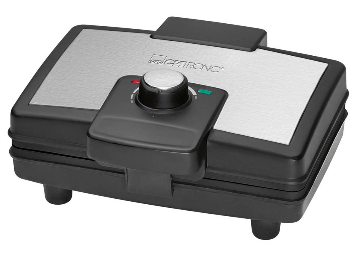Clatronic WA 3606, Black Silver вафельницаWA 3606 schwarz-inox Clatronic WA 3606, Black Silver вафельницаWA 3606 schwarz-inoxВафельница Clatronic WA 3606 позволит приготовить за одну закладку 2 вафли. Прибор имеет мощность 800 Вт, антипригарное покрытие, а также удобный регулируемый термостат. Полную информативность о состоянии вафельницы обеспечат индикатор питания и готовности к работе.