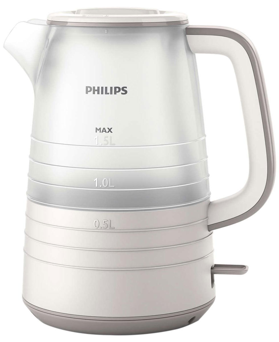 Philips HD9336/21 электрический чайникHD9336/21 Philips HD9336/21 электрический чайникHD9336/21Благодаря тщательно продуманному дизайну уровень воды в чайнике просматривается под любым углом. Кроме того, микрофильтр эффективно фильтрует воду, удерживая известковые отложения. Надежное и эффективное кипячение воды и долгий срок службы.Понятный индикатор уровня воды просматривается с любой стороны благодаря прозрачному корпусу. Уровень воды обозначается с помощью стильных полосок с указанием количества чашек.Особый дизайн крышки, ручки и переключателя предотвращает образование конденсата и контакт с паром.Съемный микрофильтр в носике удерживает все частицы накипи размером > 180 микрон, чтобы вода всегда была чистой.Комплексная система безопасности для предотвращения короткого замыкания и выкипания воды. Функция автовыключения активируется, когда процесс завершается или прибор снимается с основания.Шнур оборачивается вокруг основания, что позволяет легко разместить чайник на кухне.Встроенный нагревательный элемент из нержавеющей стали обеспечивает быстрое кипячение и простую чистку.