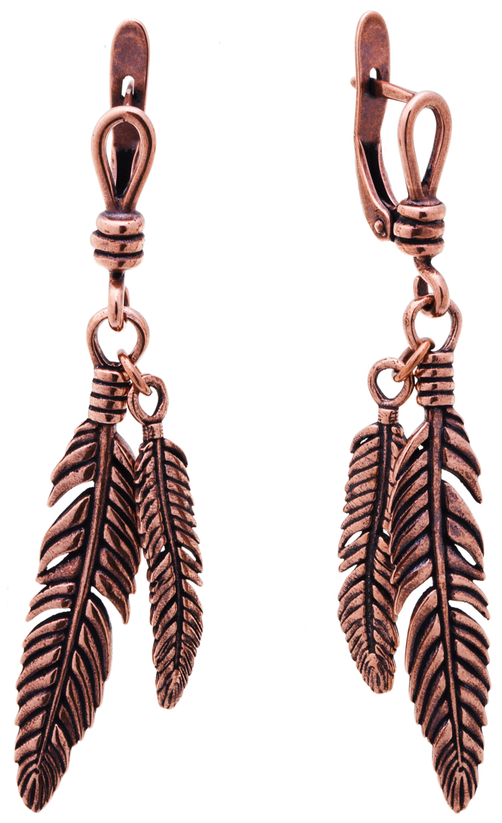 Серьги Jenavi Feather. Сулг 2, цвет: медный. f681u190Пуссеты (гвоздики) Серьги Jenavi Feather. Сулг 2, цвет: медный. f681u190Пуссеты (гвоздики)Оригинальные серьги Jenavi из коллекции Feather. Сулг 2 изготовлены из гипоаллергенного ювелирного сплава с медным покрытием.Изделие застегивается на английский замок, который надежно зафиксирует серьги.Стильные серьги декорированы подвесками в виде перьев.