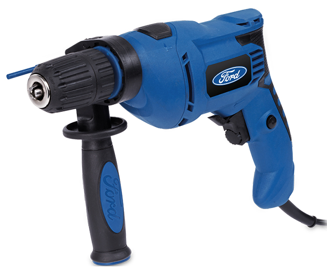 Дрель ударная Ford FE1-10-B10000000162 Дрель ударная Ford FE1-10-B10000000162Ударная дрель Ford FE1 - 10-B работает со скоростью от 0 до 3000 об/мин, предоставляя возможность использовать ее для сверления как твердых, так и мягких материалов. Два режима работы: сверление, сверление с ударом. Благодаря глубиномеру пользователь визуально может отслеживать параметры отверстия. Наличие быстрозажимного сверлильного патрона ускоряет замены оснастки. Мощность: 650 Ватт. Число оборотов х/х: 0-3000 мин. Кол-во ударов в минуту: 44 800 уд. Диаметр патрона: 13 мм. Макс.диаметр сверления: дерево 25 мм, металл 13 мм, бетон 16 мм. Преимущества: быстрозажимной сверлильный патрон. Комлпектация: коробка картонная, инструкция, ограничитель глубины.