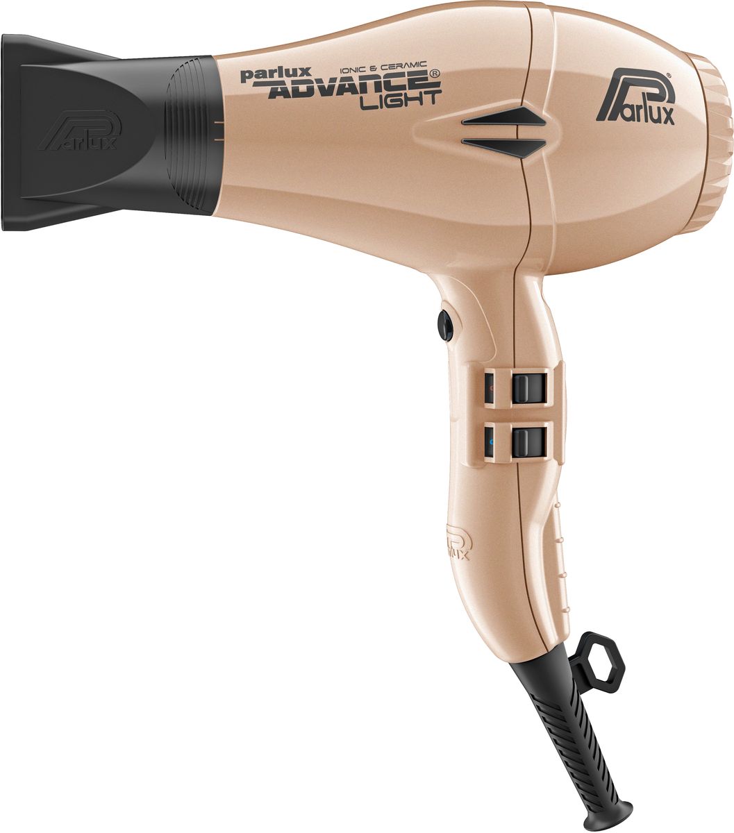 Parlux Advance Light, Light Gold фен0901-Adv lightgold Parlux Advance Light, Light Gold фен0901-Adv lightgoldЛегкий, тихий, компактный профессиональный фен для волос Parlux Advance Light - новинка от Parlux 2016 года. Новый двигатель K-Advance, технология Ionic&Ceramic, повышенная мощность и воздушный поток, профессиональный переключатель Soft Switch, технологий Eco Friendly - это лишь малость из того, ожидает Вас под изящным компактным корпусом новинки.Новый двигатель K-Advance - фирменная разработка, благодаря которой фен имеет более мощный воздушный поток и повышенную долговечность. В сочетании с новым дизайном корпуса, модель Advance Light имеет пониженный уровень шума, а так же отличную балансировку - работать с феном одно удовольствие.Технология Ionic & Ceramic позволяет делать ваши волосы блестящими, мягкими и здоровыми. Комбинация керамики и отрицательно заряженных ионов позволяет направлять тепло прямо в структуру волос, не пересушивая их. Ионизация способствует быстрому закрытию чешуек волос и сохранению влаги. Таким образом волосы не теряют свою силу, сохраняют влагу и менее травмируются во время сушки.Благодаря многочисленным испытаниям профессионалами, команда Parlux внедрила в новинку новые мягкие переключатели - Soft Switch, которые позволят более комфортно использовать фен в работе.