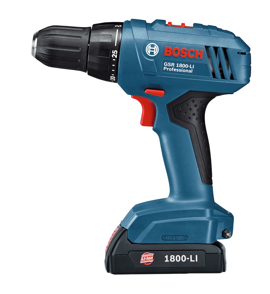 Аккумуляторная дрель-шуруповерт Bosch GSR 1800-Li + набор бит, 0615990HL50615990HL5 Аккумуляторная дрель-шуруповерт Bosch GSR 1800-Li + набор бит, 0615990HL50615990HL5Характеристики инструмента:Отсутствие эффекта памяти: аккумулятор можно заряжать вне зависимости от уровня его заряда без ущерба для ячеекОтсутствие потери мощности: мощность аккумулятора остается неизменной от начала до конца работыМинимальная саморазрядка: полностью заряженный аккумулятор готов к работе, даже если он не использовался несколько месяцевБыстрозажимной сверлильный патрон Auto-Lock для бит и сверл на 10 мм с высоким усилием зажимаКольцо регулировки крутящего момента 25+1: прогрессивно возрастающий крутящий момент обеспечивает точную подстройку при заворачивании шурупов любого размераКомплектация: Набор бит из 12 шт. (шлицы PH,PZ,T,S) с магнитным держателемБыстрозарядное устройство AL 1814 CV 2607225727Чемоданчик2 аккумулятора Li-Ion емкостью 1,5 А/ч 1600Z00035