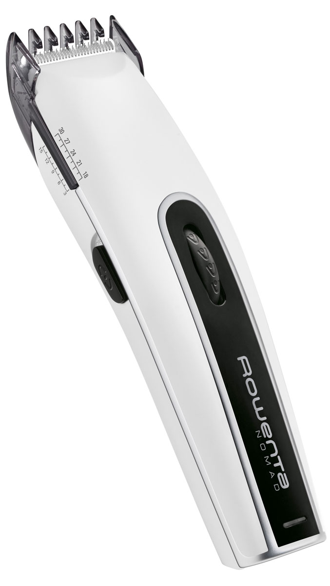 Rowenta TN1400F0 Nomad 4 машинка для стрижкиTN1400F0 Rowenta TN1400F0 Nomad 4 машинка для стрижкиTN1400F0Машинка для стрижки волос Rowenta TN1400F0 Nomad 4 – это безупречное сочетание стильного дизайна в классических черно-белых тонах и удобного компактного корпуса. В комплект входят 2 съемные насадки с разными уровнями длины, которые легко и удобно регулировать с помощью специального колесика на корпусе машинки. Лезвия выполнены из нержавеющей стали и обеспечивают профессиональное качество стрижки, не выходя из дома. Прибор может работать как от сети, так и от аккумулятора, а после стрижки насадки легко снимаются и моются под водой.Аккумуляторная машинка для стрижки Nomad c лезвиями из нержавеющей сталиВ комплекте подставка для зарядки и 2 насадки для изменения длины 3-30 мм