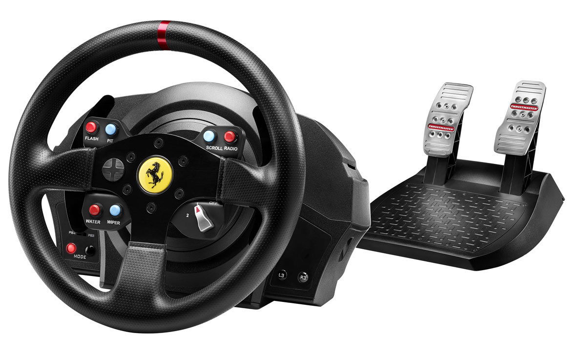 Thrustmaster T300 Ferrari GTE EU Version руль для PS4/PS3 (4160609)4160609 Thrustmaster T300 Ferrari GTE EU Version руль для PS4/PS3 (4160609)4160609Гоночный симулятор нового поколения с силовой обратной связью для PlayStation4 и PlayStation3 (совместим также с ПК).В сервомоторе сочетается привод вращательного движения (технология H.E.A.R.T HallEffect AccuRate Technology), обеспечивающий точность управления угловым положением, скоростью и ускорением, и промышленный бесщеточный мотор типа brushless. Кроме того, сервомотор Thrustmaster связан с достаточно сложным алгоритмом FOC (Field oriented Control, управление с учетом полевых испытаний), обеспечивающим оптимальную эффективность, минимальный показатель cogging, наибольшую плавность движения, высочайшую точность и наибольший крутящий момент силовой обратной связи.Бесщеточный мотор промышленного классаСупермягкая и плавная силовая обратная связь, исключительная чувствительность и реалистичные силовые эффектыНовый оптимизированный механизм без трения с двумя ремнямиТехнология H.E.A.R.T HallEffect AccuRate Technology с бесконтактным магнитным датчиком — точность, не убывающая со временем16-битное разрешениеУгол поворота регулируется в диапазоне от 270° до 1080°Съемная реплика руля Ferrari 458 Challenge масштаба 7:10Официальные кнопки PlayStation4 на руле (PS, SHARE, OPTIONS) — доступ к новым функциям общения моментальным переключением между игрой и системой когда угодноРеалистичный гоночный руль диаметром 28 см с перемычками из шероховатого металлаУсиленное текстурированное прорезиненное покрытие по всей поверхности руляВес порядка 1,2 кг для ультрареалистичного ощущения инерции и силовой обратной связиНа руле 2 крупных фиксированных лепестковых переключателяЛепестковые переключатели высотой 13 см 100% металлические Тактовая кнопка с жизненным циклом более 10 млн активаций8 функциональных кнопок (в том числе 2 на базе ) + 1 многопозиционная кнопка3-позиционный регулятор Manettino с нажимной кнопкой в центреСъемный руль с системой быстрого крепления Thrustmaster Quick ReleaseПолностью регулируемые металлические педали в комплекте:Металлические педали с большим ходомПедаль тормоза с прогрессивным сопротивлениемПедали полностью регулируются по высоте и промежуточному расстоянию — 6 возможных положений для каждой педали