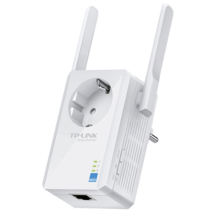 TP-Link TL-WA860RE усилитель беспроводного сигналаTL-WA860RE TP-Link TL-WA860RE усилитель беспроводного сигналаTL-WA860REПодключаемый к розетке усилитель Wi-Fi сигнала TP-Link TL-WA860RE предназначен для быстрого увеличения покрытия беспроводной сети. Благодаря скорости соединения до 300 Мбит/с устройство способно устранить мёртвые зоны в вашей беспроводной сети, позволяя мобильным устройствам, медиа-проигрывателям и компьютерам получать стабильное подключение к сети Wi-Fi.Компактный размер и подключение к настенной розетке делают устройство удобным для размещения в любом месте вашего дома. После соединения с маршрутизатором устройство может быть подключено к любой другой розетке без необходимости повторной настройки. Более того, встроенная розетка питания обеспечивает подключение дополнительных электроприборов.Все, что вам понадобится для расширения беспроводной сети - подключить устройство к розетке. Устройство не использует дополнительных проводов или кабелей, и в зоне действия существующей беспроводной сети пользователи смогут с лёгкостью увеличить зону покрытия, нажав кнопку WPS на маршрутизаторе и кнопку Range Extender на усилителе сигнала.Благодаря 2 внешним антеннам вы получите превосходную зону покрытия сети Wi-Fi и надёжное соединение вне зависимости от того, в каком месте вашего дома вы подключаетесь к сети.Благодаря порту Ethernet TL-WA860RE может работать в качестве Wi-Fi адаптера для подключения таких проводных устройств, как игровые консоли, Smart TV приставки IPTV. Помимо этого, устройство обеспечивает совместный доступ к беспроводной сети.Данная модель обеспечивает быстрое подключение для стабильной передачи HD и 3D-видео, а также для онлайн-игр и звонков по интернет на скорости до 300 Мбит/с. Умный индикатор сигнала отображает уровень Wi-Fi сигнала, получаемого от вашего маршрутизатора, что позволит вам найти подходящее место для размещения устройства.Мощность беспроводного сигнала: 20 дБмЭнергопотребление: 3 ВтФильтрация MAC-адресовWMM (Wi-Fi Multimedia)