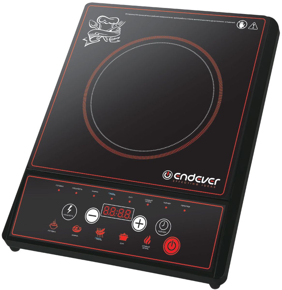 Endever SkyLine DP-40 настольная плитаDP 40 Endever SkyLine DP-40 настольная плитаDP 40Компактная электрическая плитка Endever SkyLine DP-40 отлично подойдет для дачи или офиса.Панель управления оснащена LED-дисплеем и набором клавиш, с помощью которых можно легко выставить необходимый режим работы, задать время и температуру приготовления. В памяти плиты заложено 5 стандартных режимов нагрева.Данная модель защищена от скачков напряжения и перегрева. А идеально гладкая поверхность позволит легко отчистить ее от брызг и прочих загрязнений.Таймер включения с интервалом до 24 часов LED - дисплейРазмер варочной панели: 26 x 26 смПрограммы: готовка, жарка, гриль, суп, слабый огонь
