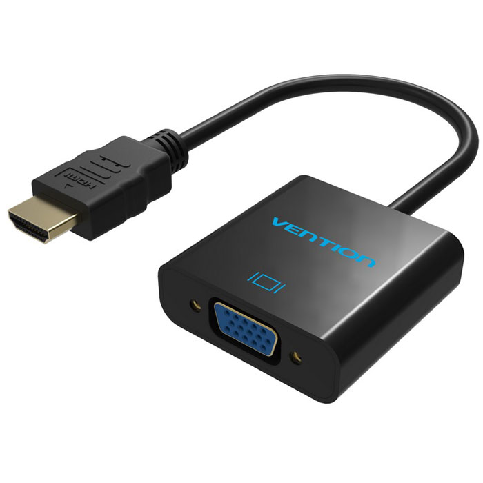Vention VAA-V05 мультимедиа конвертер HDMI-VGA+аудиоVAA-V05 Vention VAA-V05 мультимедиа конвертер HDMI-VGA+аудиоVAA-V05Конвертер Vention преобразует цифровой HDMI сигнал, в аналоговый VGA видео сигнал, плюс аудио. Таким образом вы можете подключить современные устройства со стандартом разъема HDMI, к оборудованию с разъемом VGA. Конвертер поддерживает технологию Plug and Play, тем самым, не требуя установки дополнительного программного обеспечения и драйверов. При подключении мониторов с большим разрешением, а так же передаче видео сигнала, по средствам кабеля длиной более 3 метров, возможно потребуется использование дополнительного питания, через разъем micro USB.Продукция соответствует следующим сертификатам: RoHS, CE, FCC, TIA, ISOHDMI v1.4 (720P, 1080I, 1080P)VGA(от 640х480 до 1920x1080)Материал корпуса: АБС-пластик