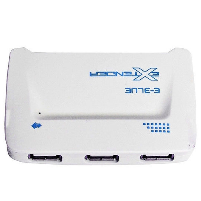 E-Blue ERD052 Extender, Blue картридер + USB-концентраторERD052BL E-Blue ERD052 Extender, Blue картридер + USB-концентраторERD052BLКартридер + USB-концентратор E-Blue ERD052 Extender выполняет одновременно функции картридера и usb-хаба. Компактный и стильный, он отлично справляется с задачами и функциями картридера. Секции слотов, расположенные по периметру устройства, подойдут для карт памяти любых современных форматов. E-Blue ERD052 Extender вмещает в себя три USB - порта, к которым вы сможете подключать различные периферийные устройства, включая принтеры, сканеры, внешние накопители. Скорость передачи данных устройства достигает 480 Мбит/с, что в 40 раз быстрее USB 1.1.